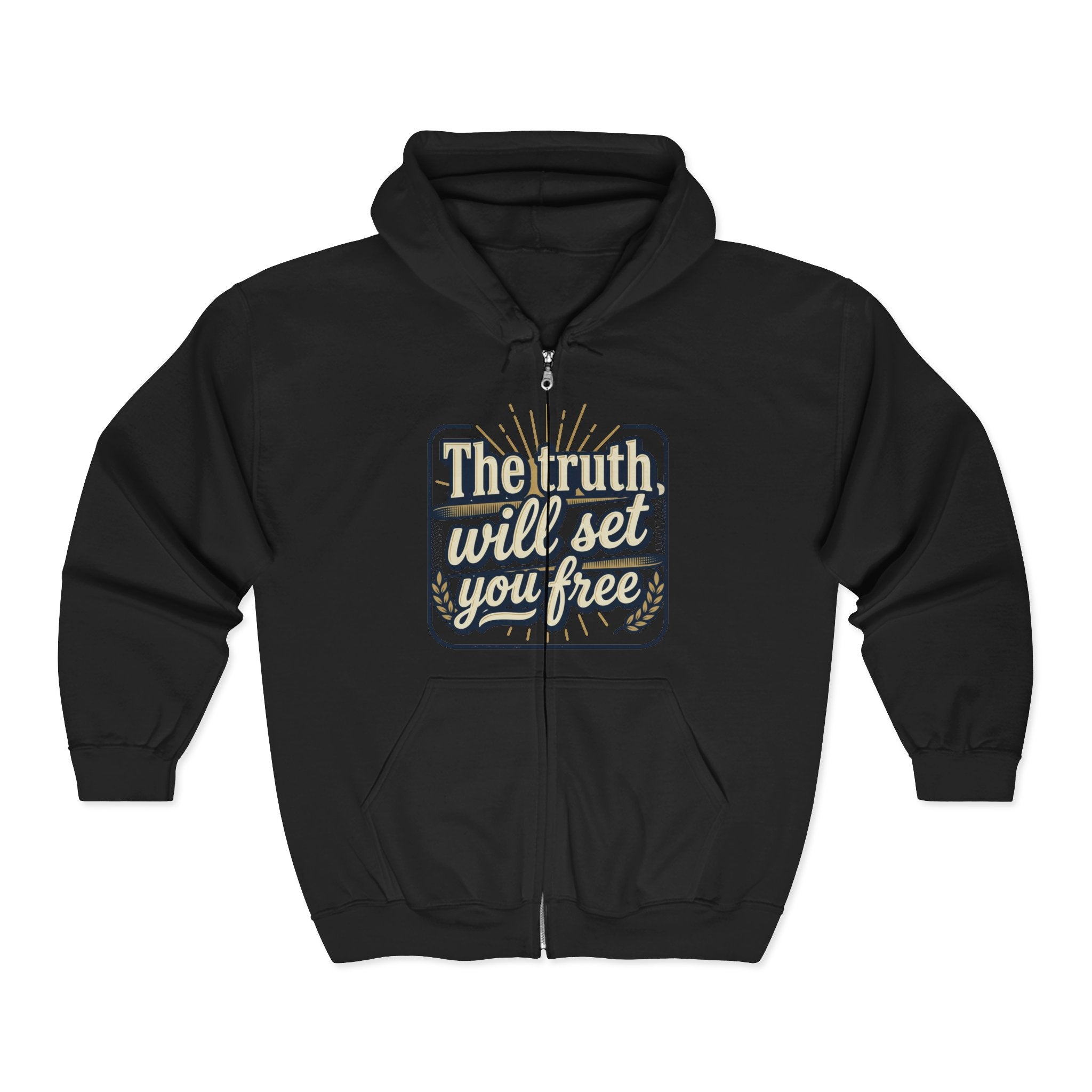 Zip Hoodie — “The truth will set you free” Inspirational Graphic Zip-Up