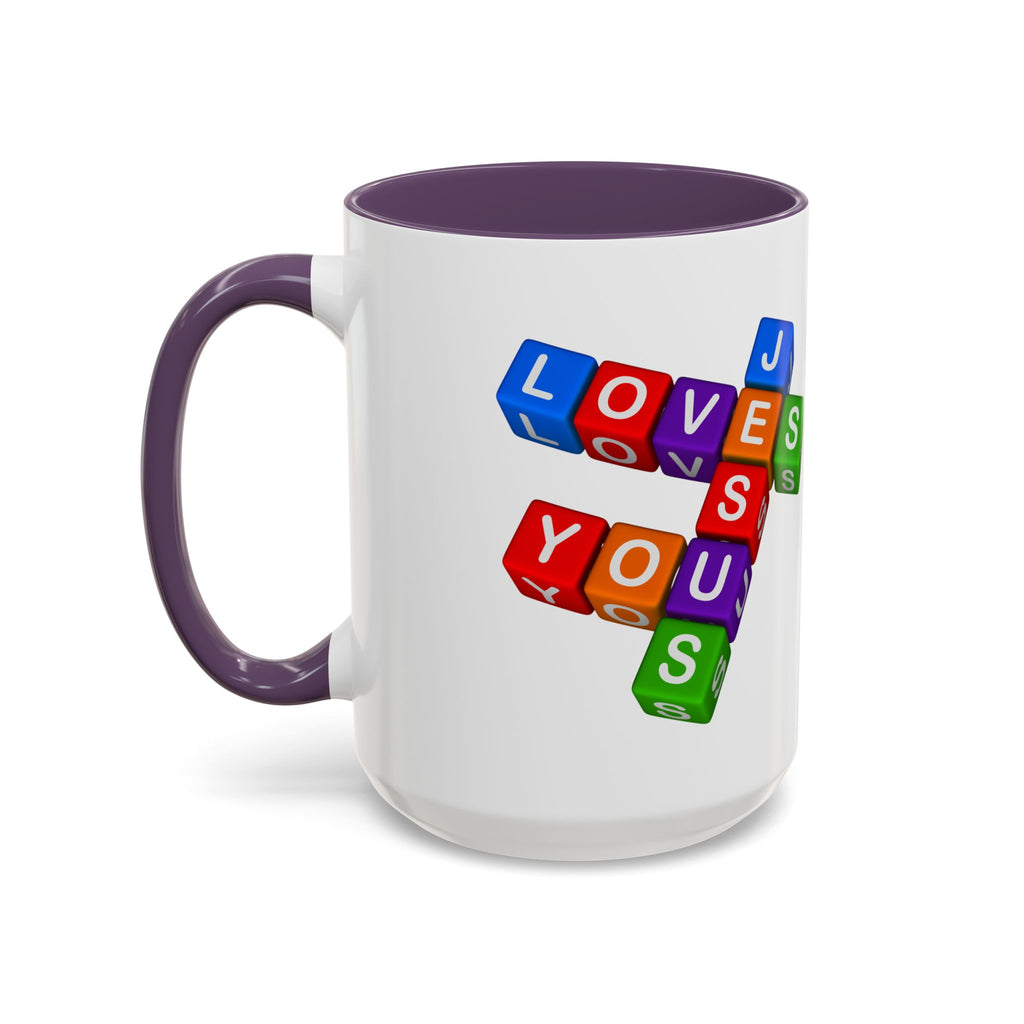 Colorful Letter Blocks 'Jesus Loves You' Mug | Accent Coffee Mug