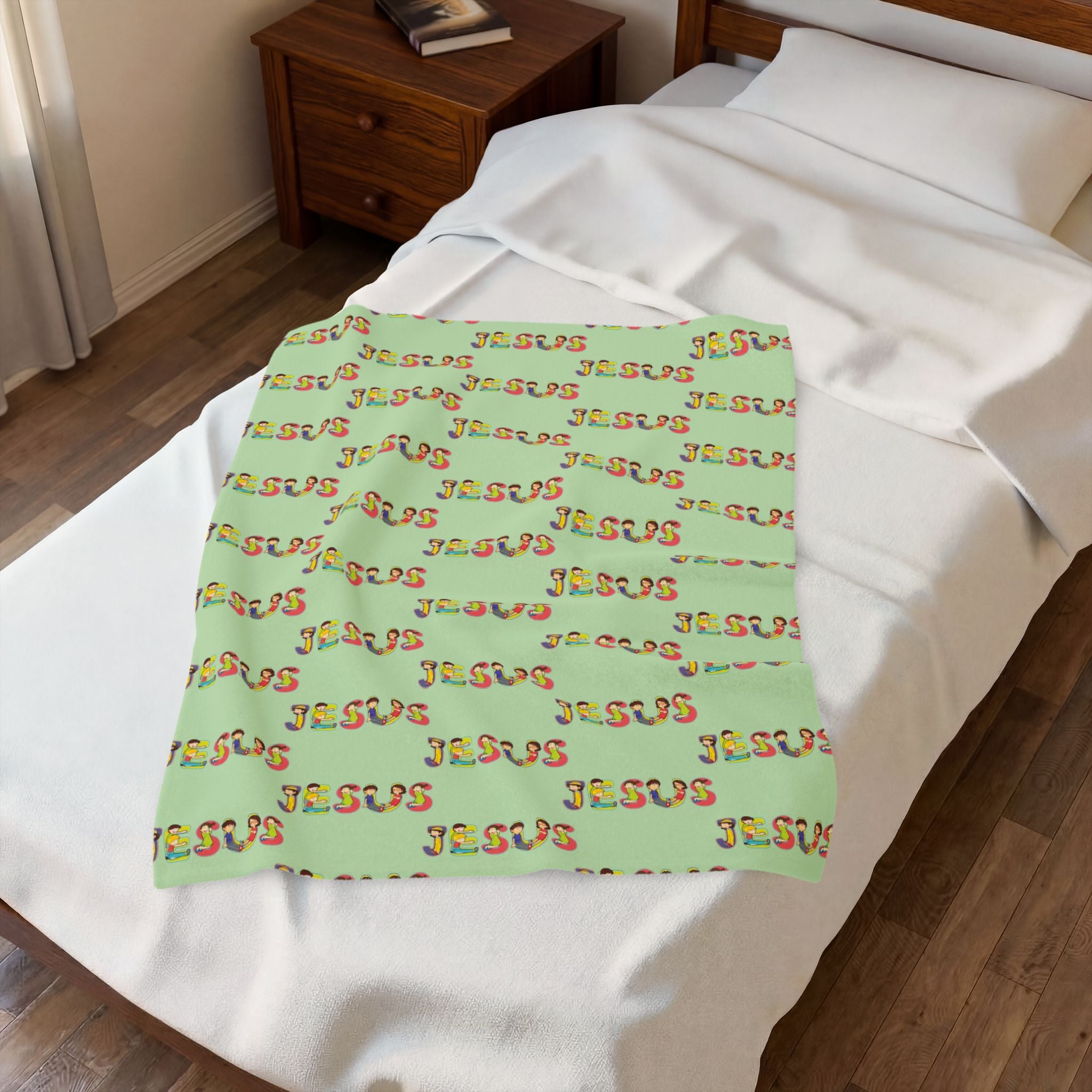 Jesus Velveteen Blanket | Monochrome Religious Throw