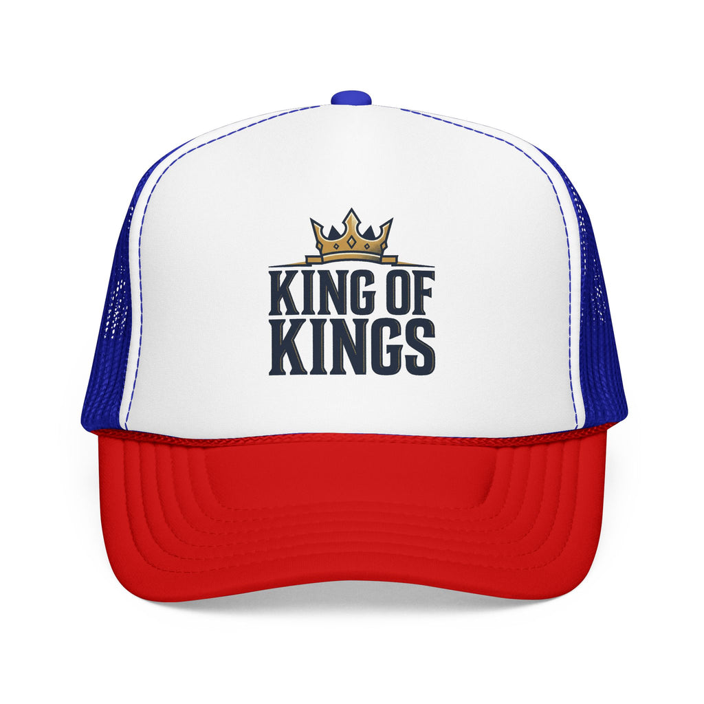 King of Kings Trucker Hat – Foam Mesh Baseball Cap with Gold Crown Design