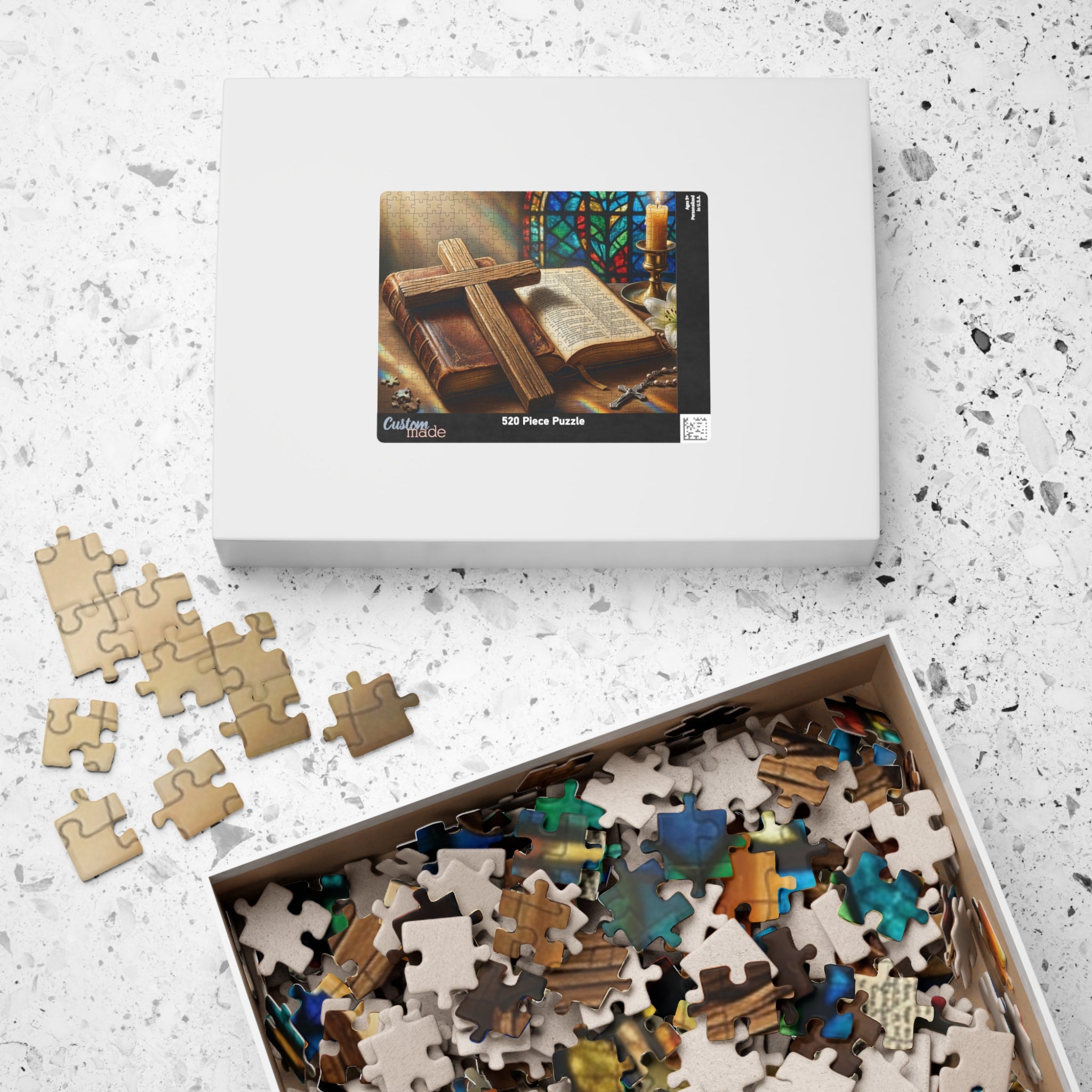 Christian Cross and bible Inspirational Puzzle - Motivational Jigsaw