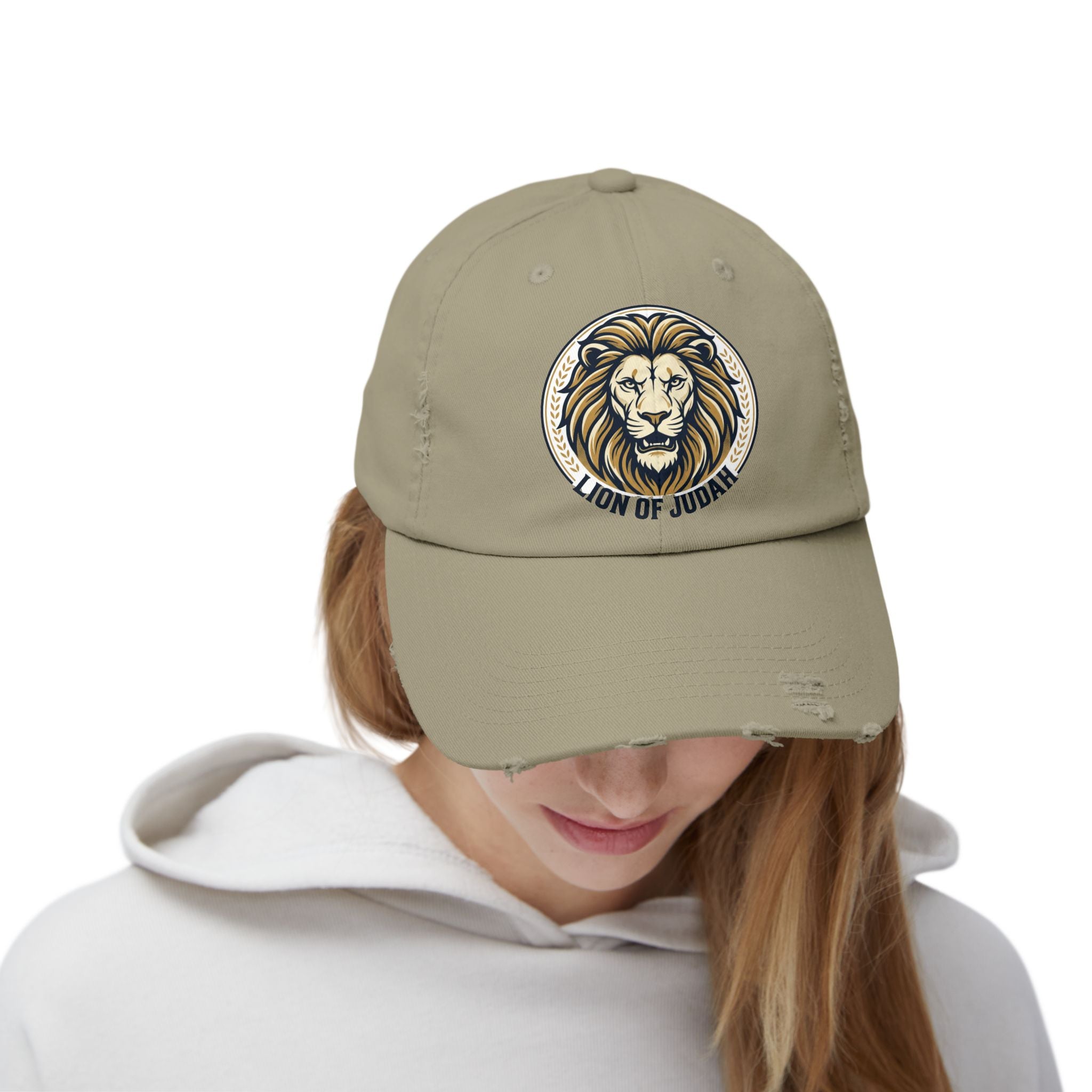 Lion of Judah Distressed Baseball Cap — Vintage Christian Hat