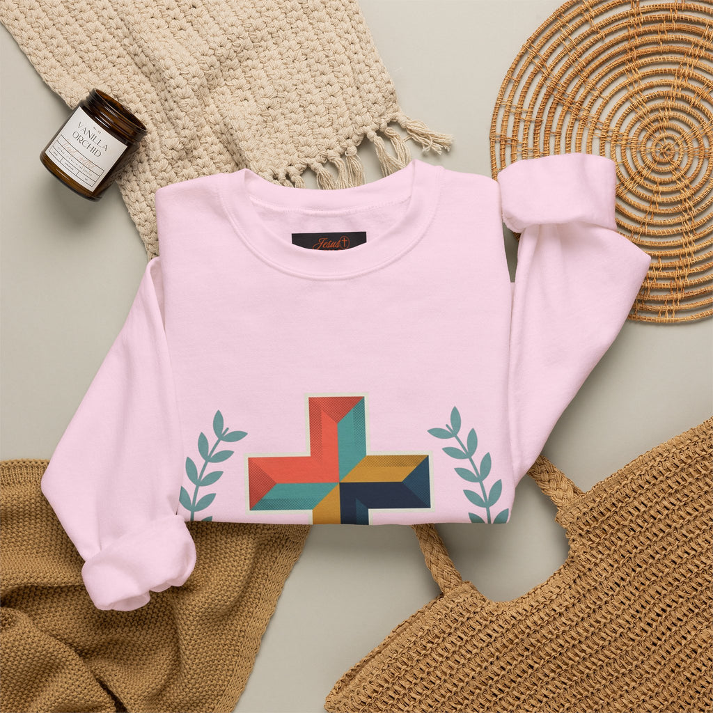 Faith Over Fear Crewneck Sweatshirt — Christian Cross Inspirational Pullover