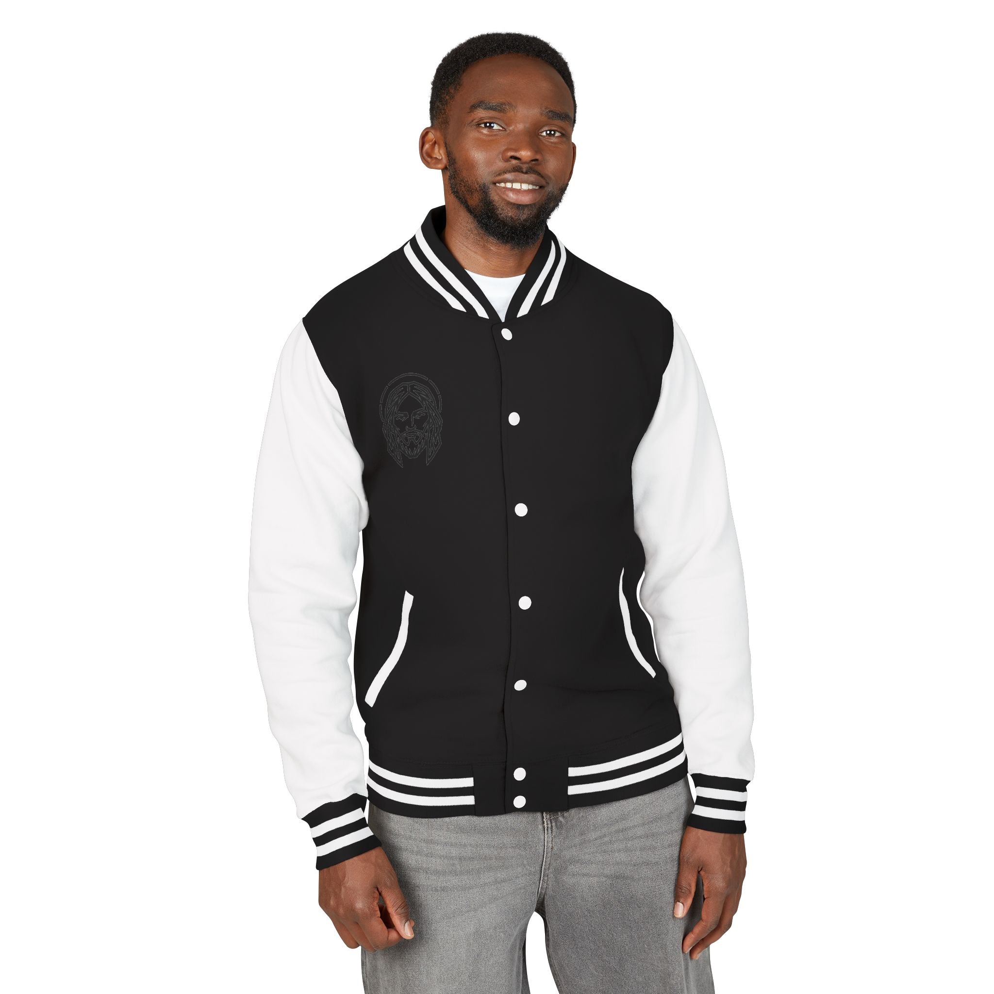 Christ Emblem Letterman Jacket | Red White Varsity