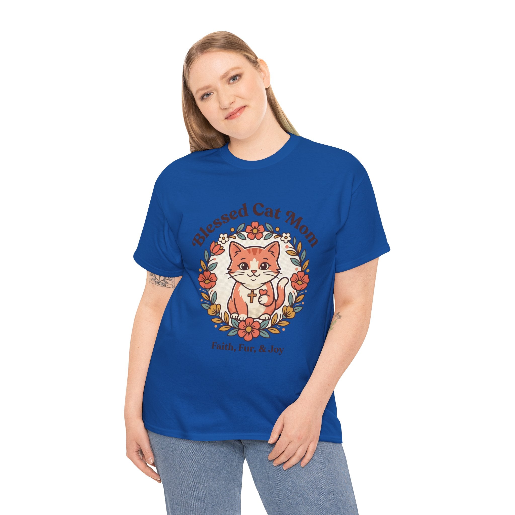 Blessed Cat Mom T-Shirt – Faith, Fur & Joy Floral Cat Mom Tee