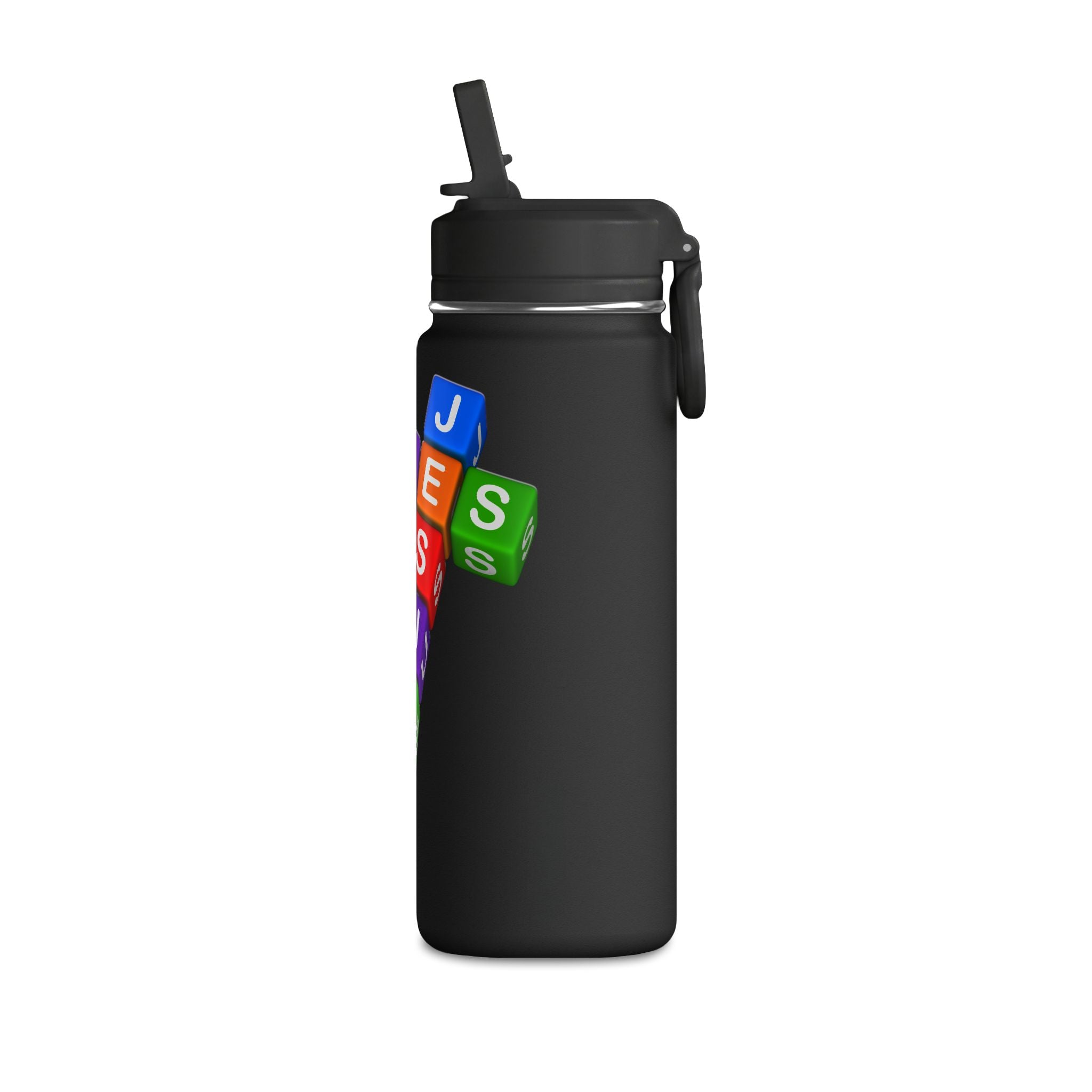 Color Block Letter Cubes Loves You Water Bottle | 20oz Mini