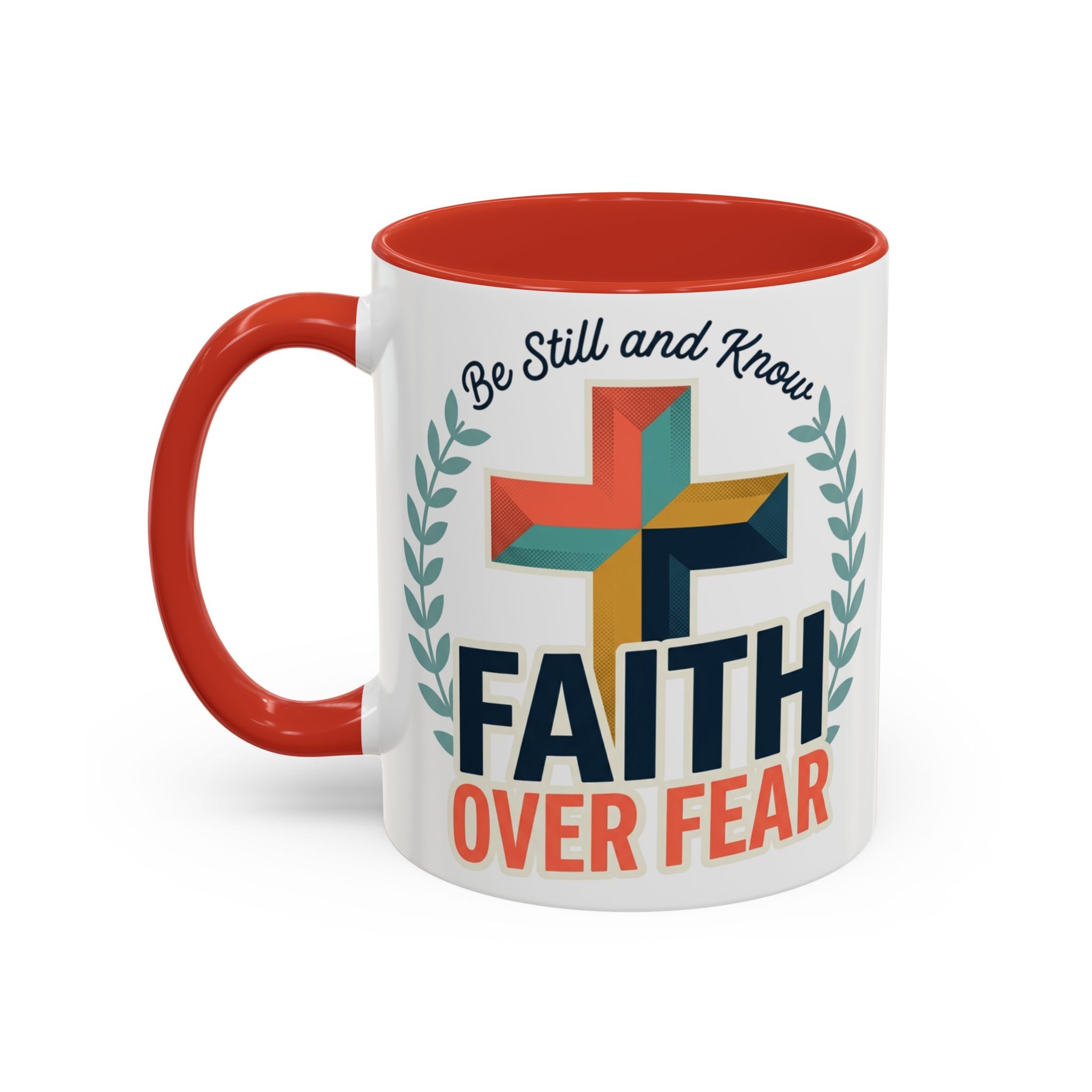 Faith Over Fear Accent Coffee Mug – Christian Inspirational 11/15oz