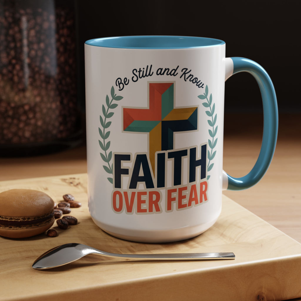 Faith Over Fear Accent Coffee Mug – Christian Inspirational 11/15oz