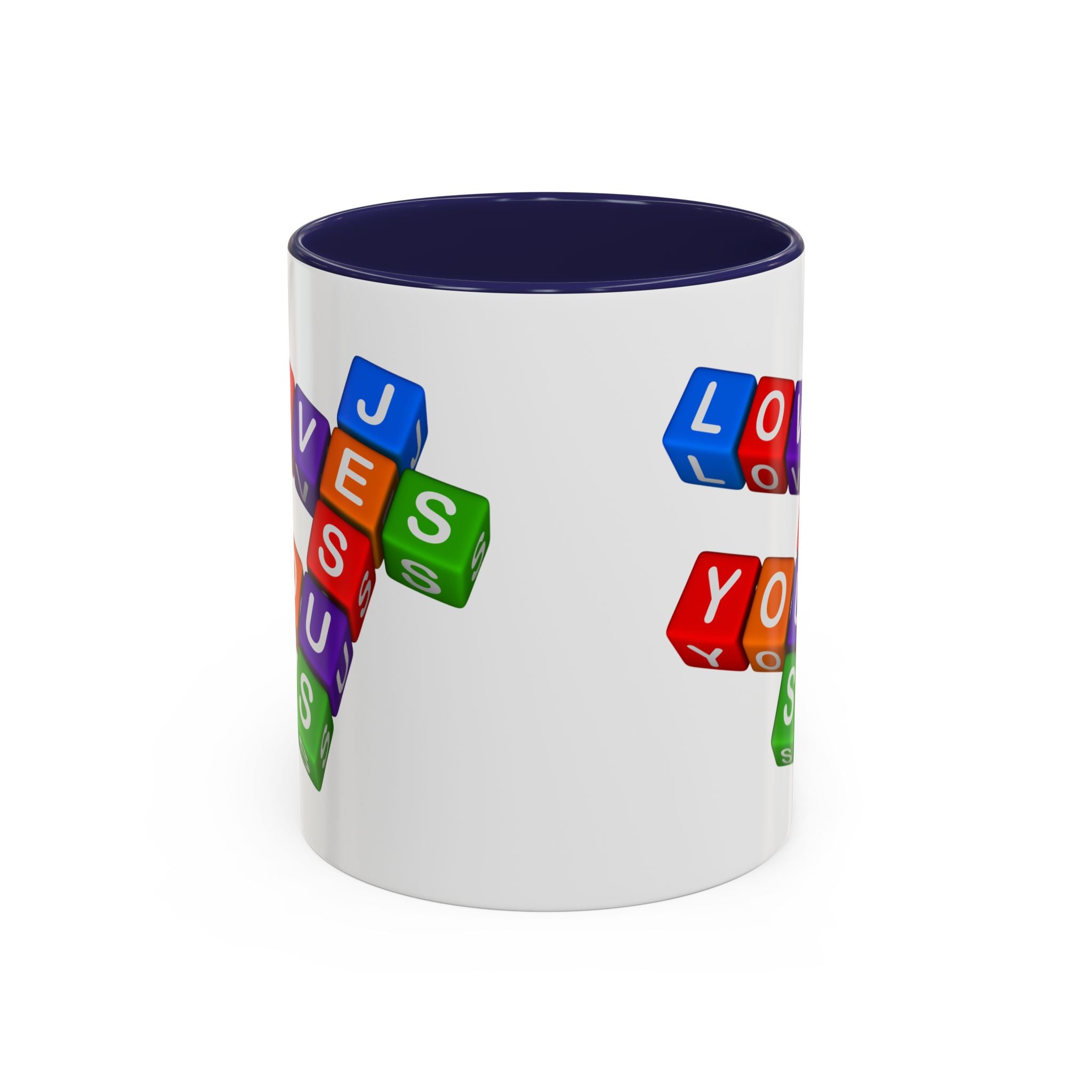 Colorful Letter Blocks 'Jesus Loves You' Mug | Accent Coffee Mug
