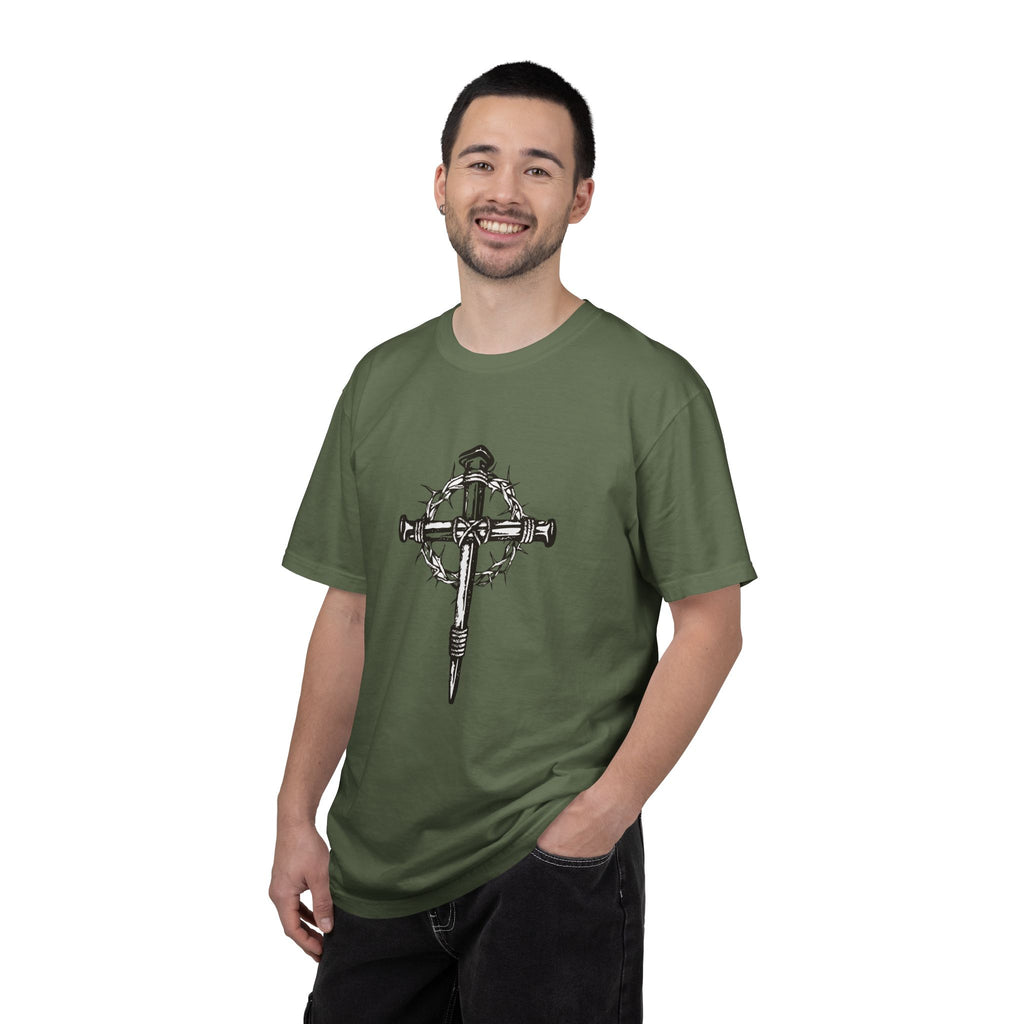 Nail Cross with Crown of Thorns T-shirt | Religious Gothic Faith Design