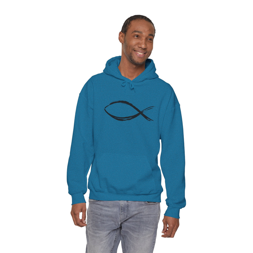 Christian Fish Symbal Heavy Blend™ Hooded Sweatshirt