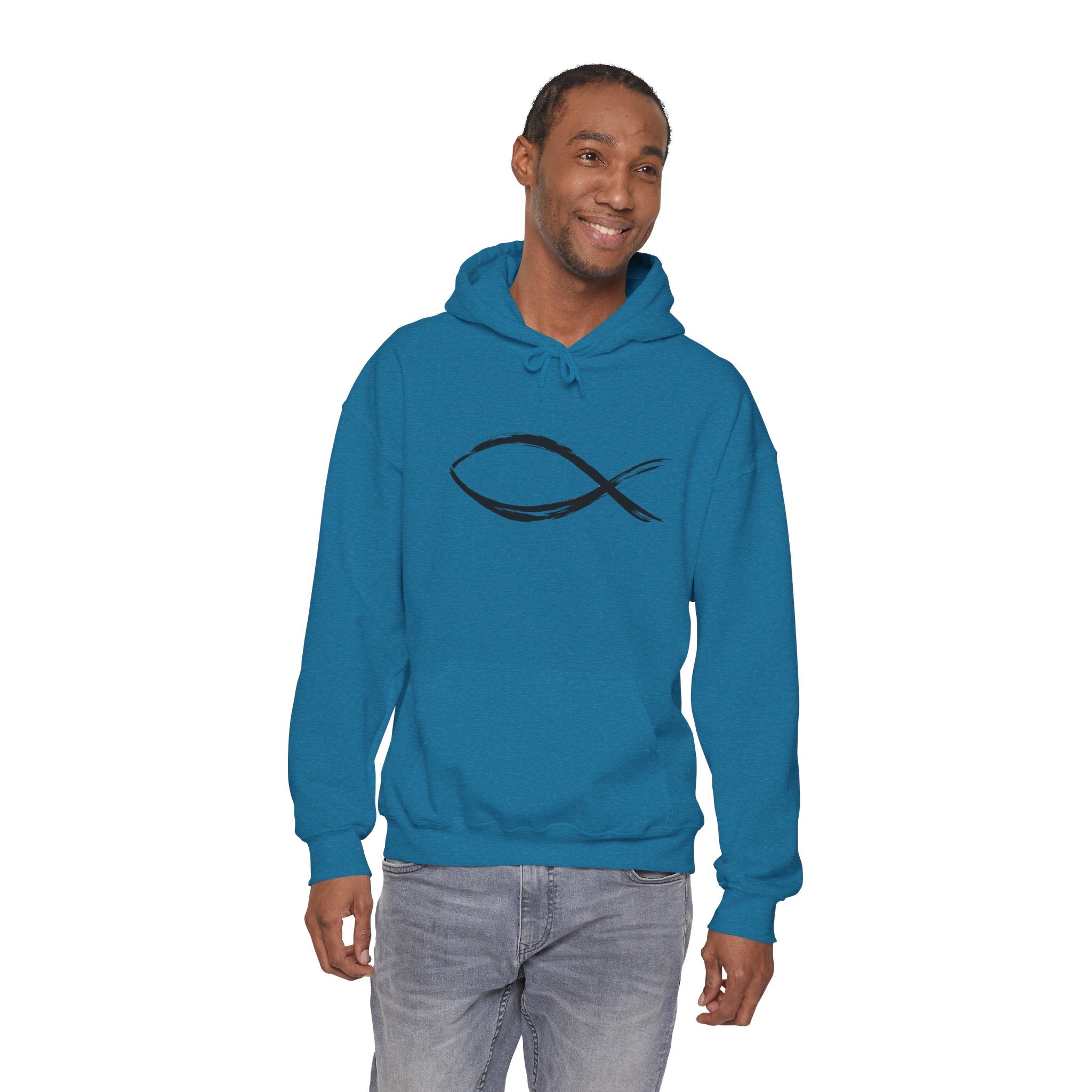 Christian Fish Symbal Heavy Blend™ Hooded Sweatshirt