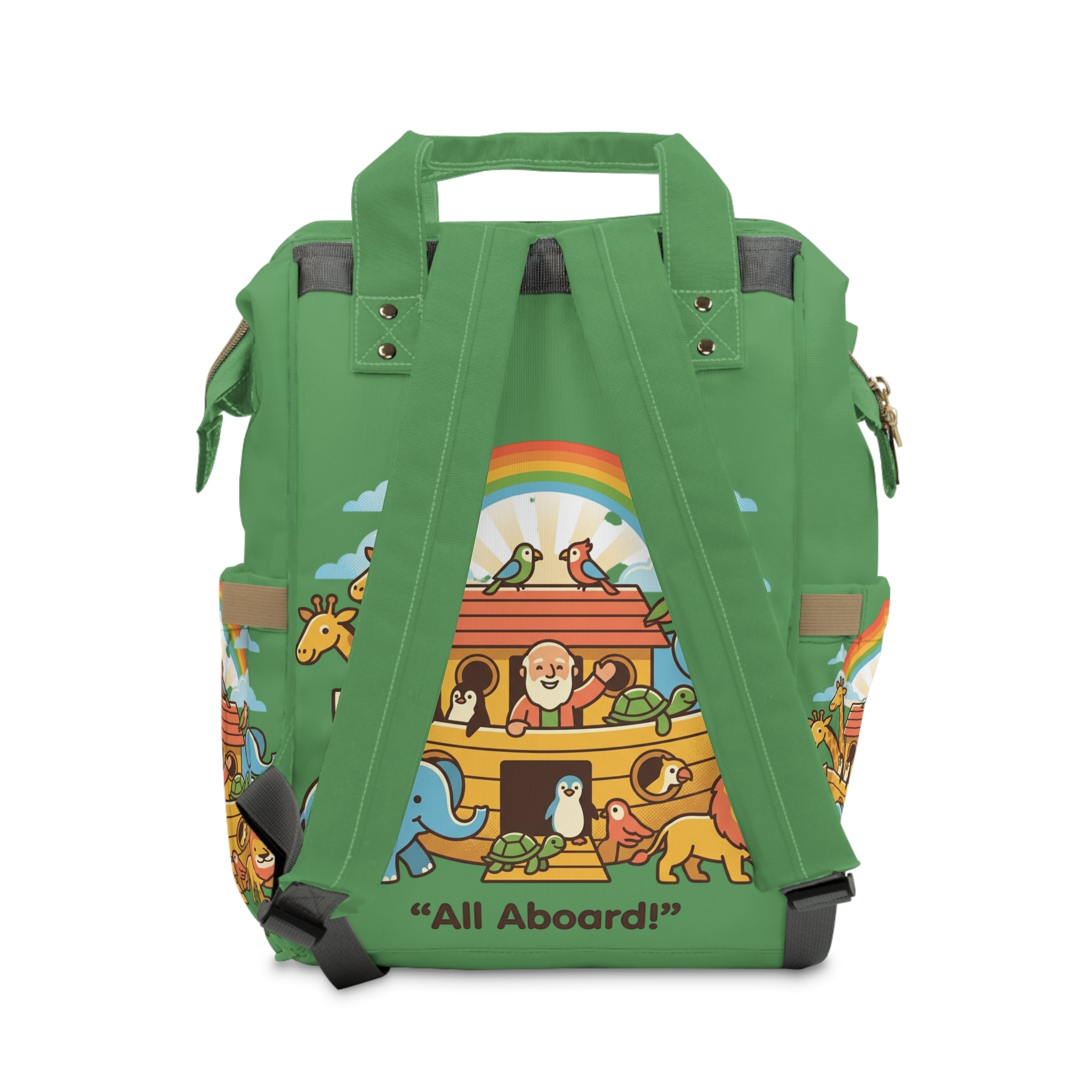 Noah's Ark Animals diaper backpack | green rainbow kid's backpack
