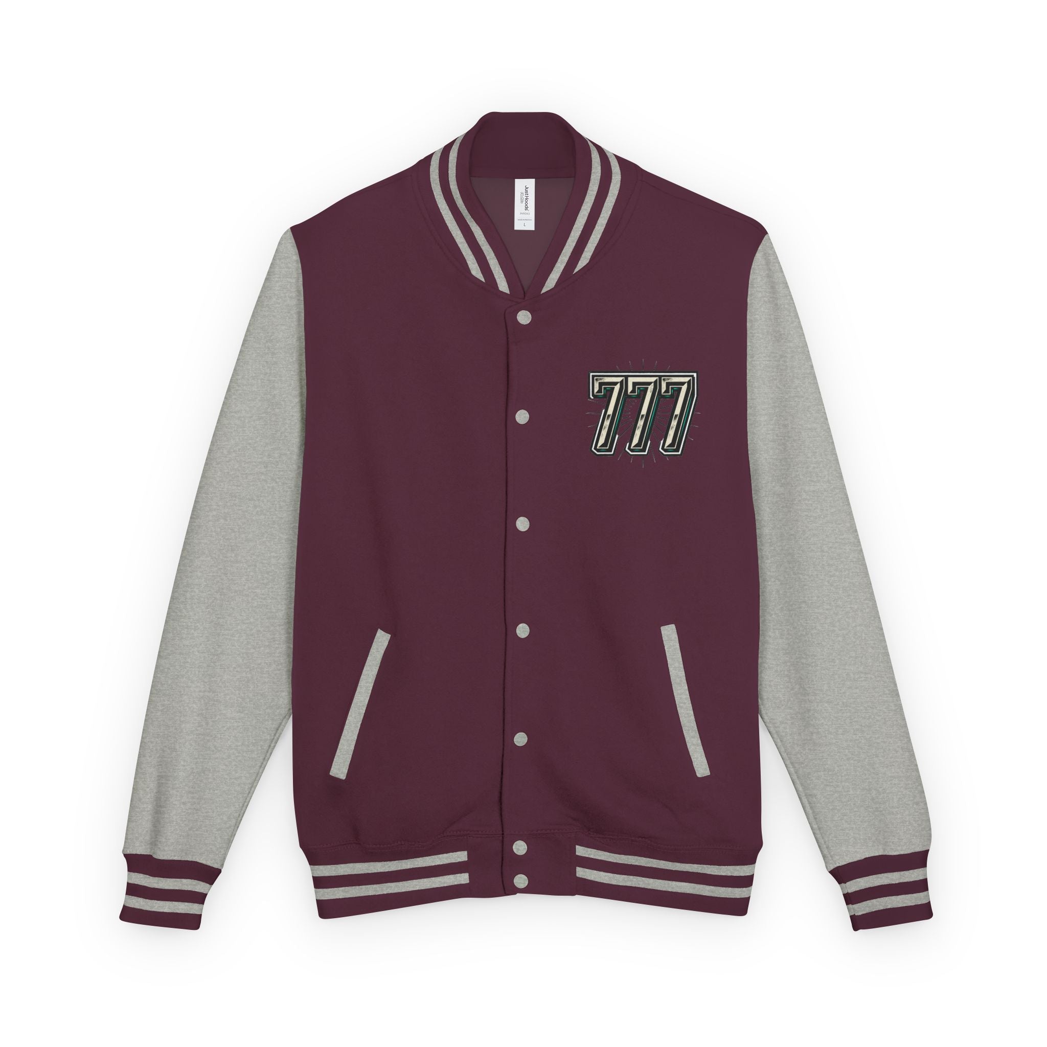 777 Emblem Letterman Jacket | Red White Varsity
