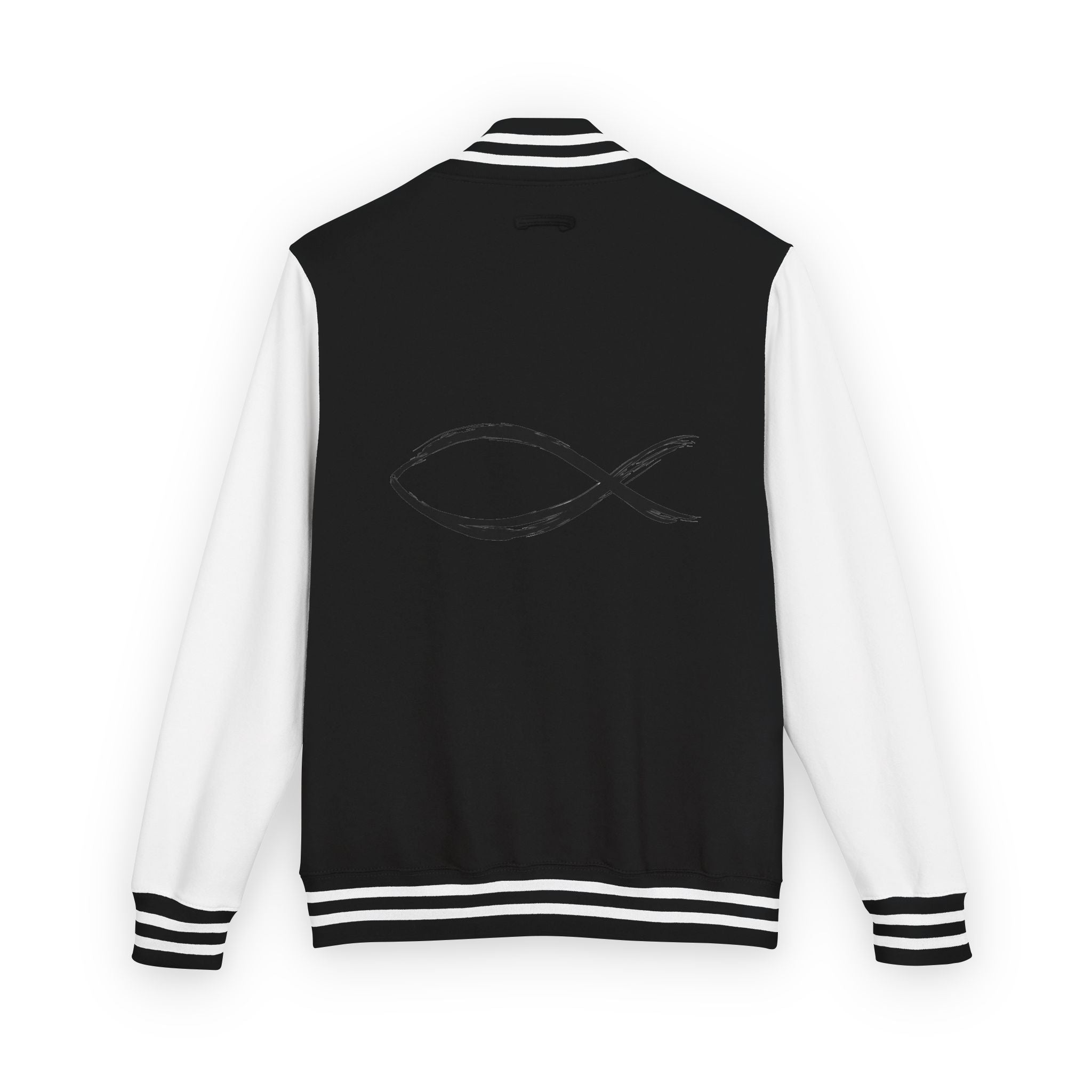 Christian Fish Symbol Emblem Letterman Jacket | Red White Varsity