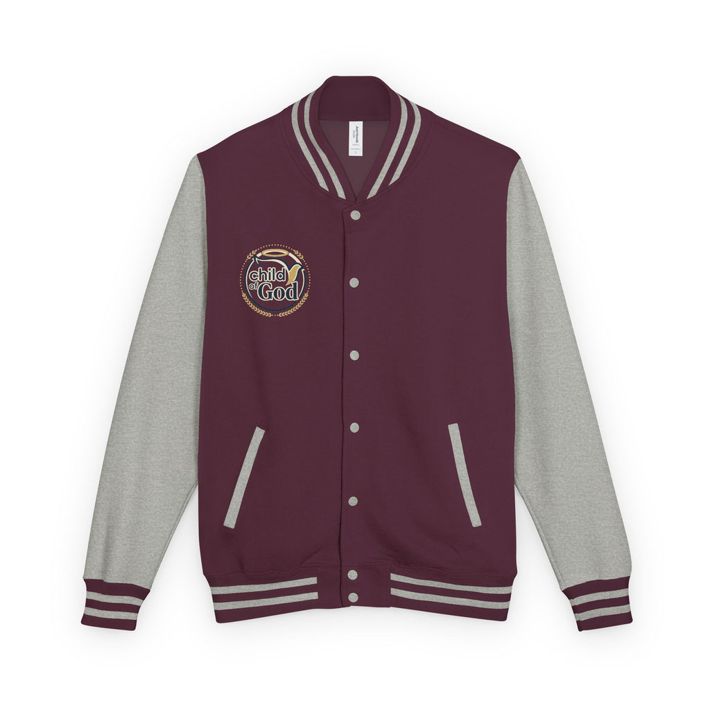 Child of God Emblem Letterman Jacket | Red White Varsity