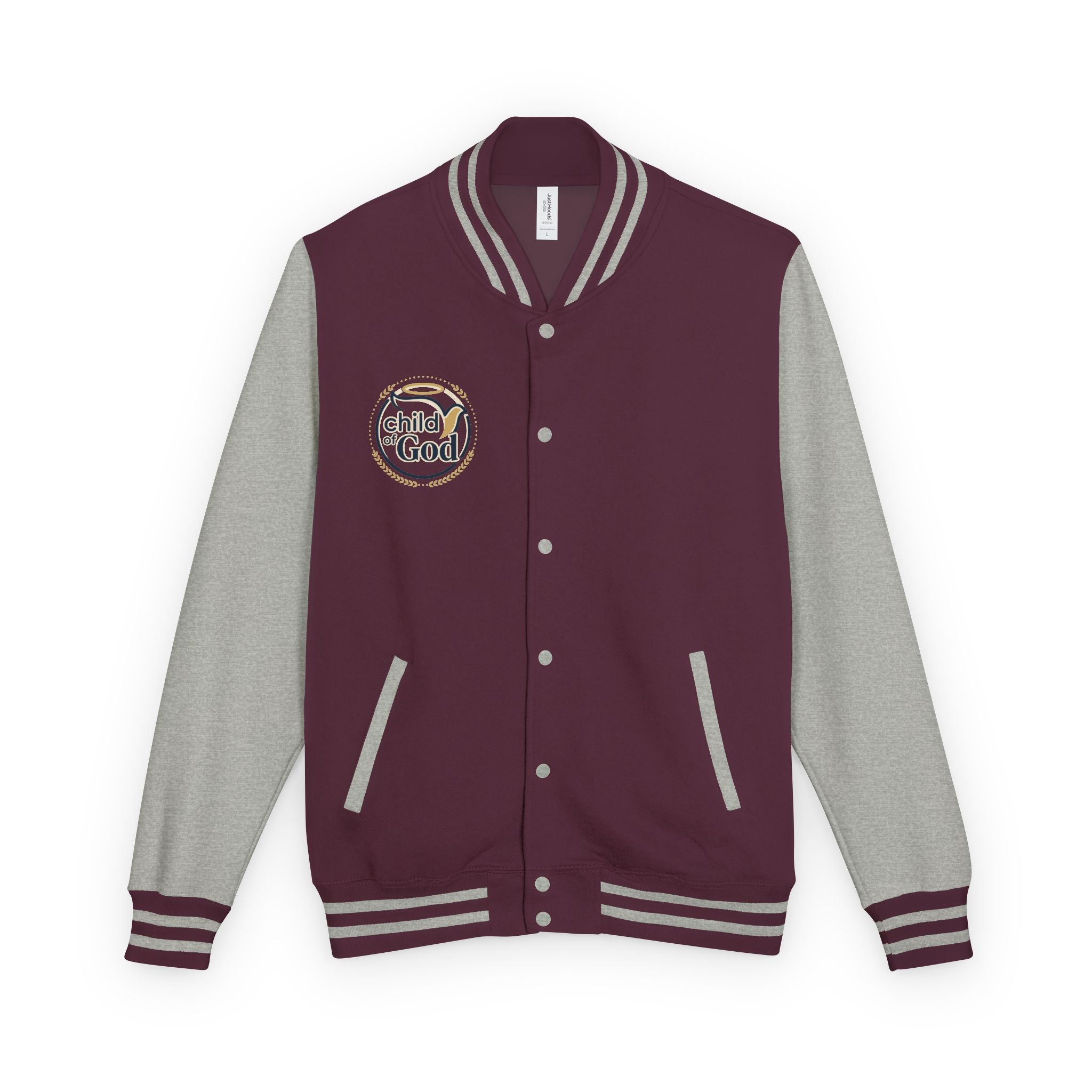 Child of God Emblem Letterman Jacket | Red White Varsity
