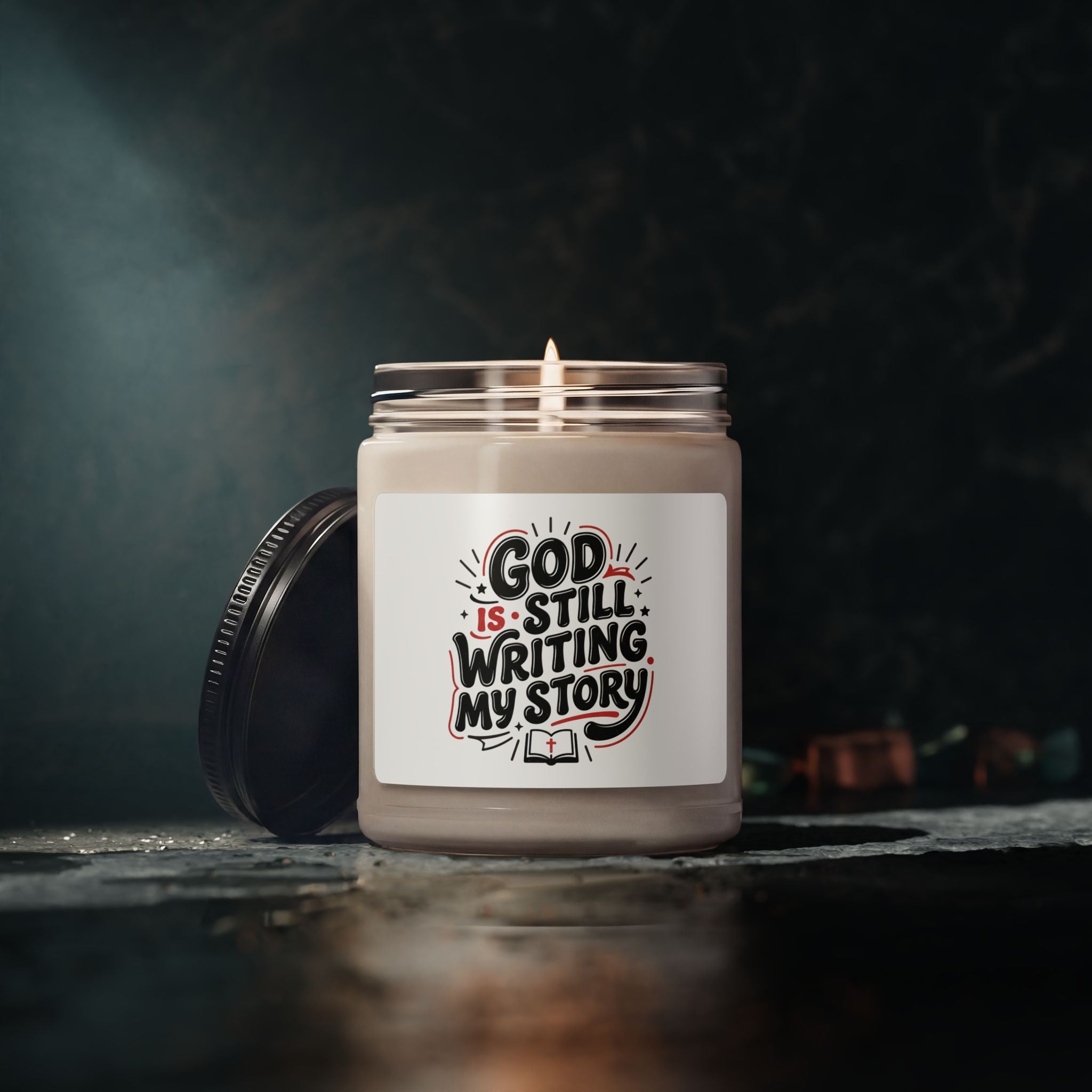 God Is Still Writing My Story Candle | Christian encouragement, pastel groovy scripture