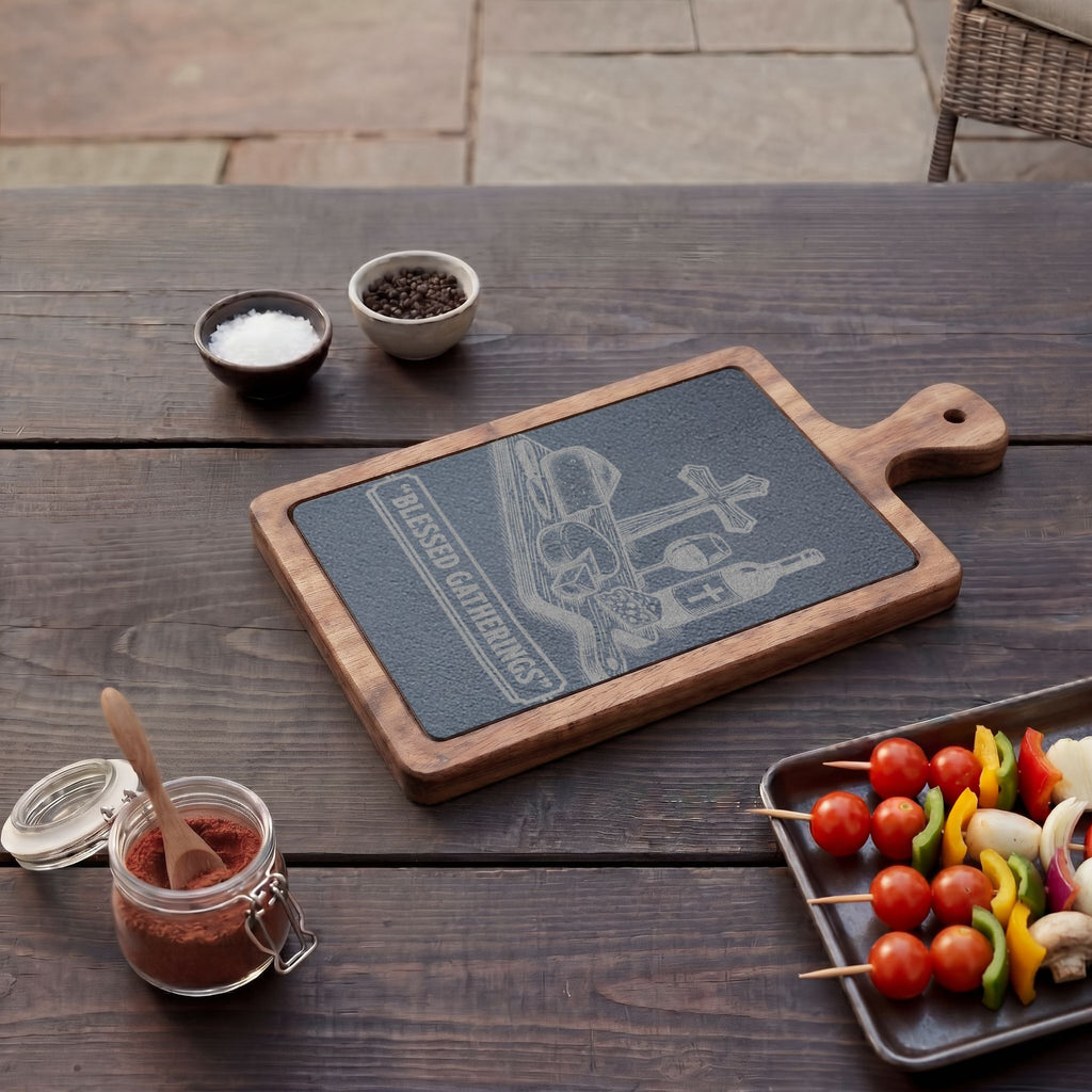 Charcuterie Board with Slate Insert & Cheese Knives blesses Gatherings
