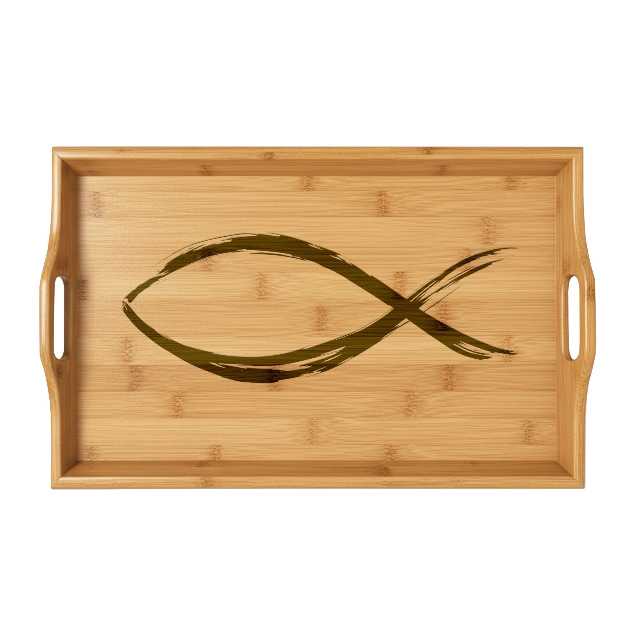 Ichthys Fish Engraving Serving Tray | Bamboo Religious Tray