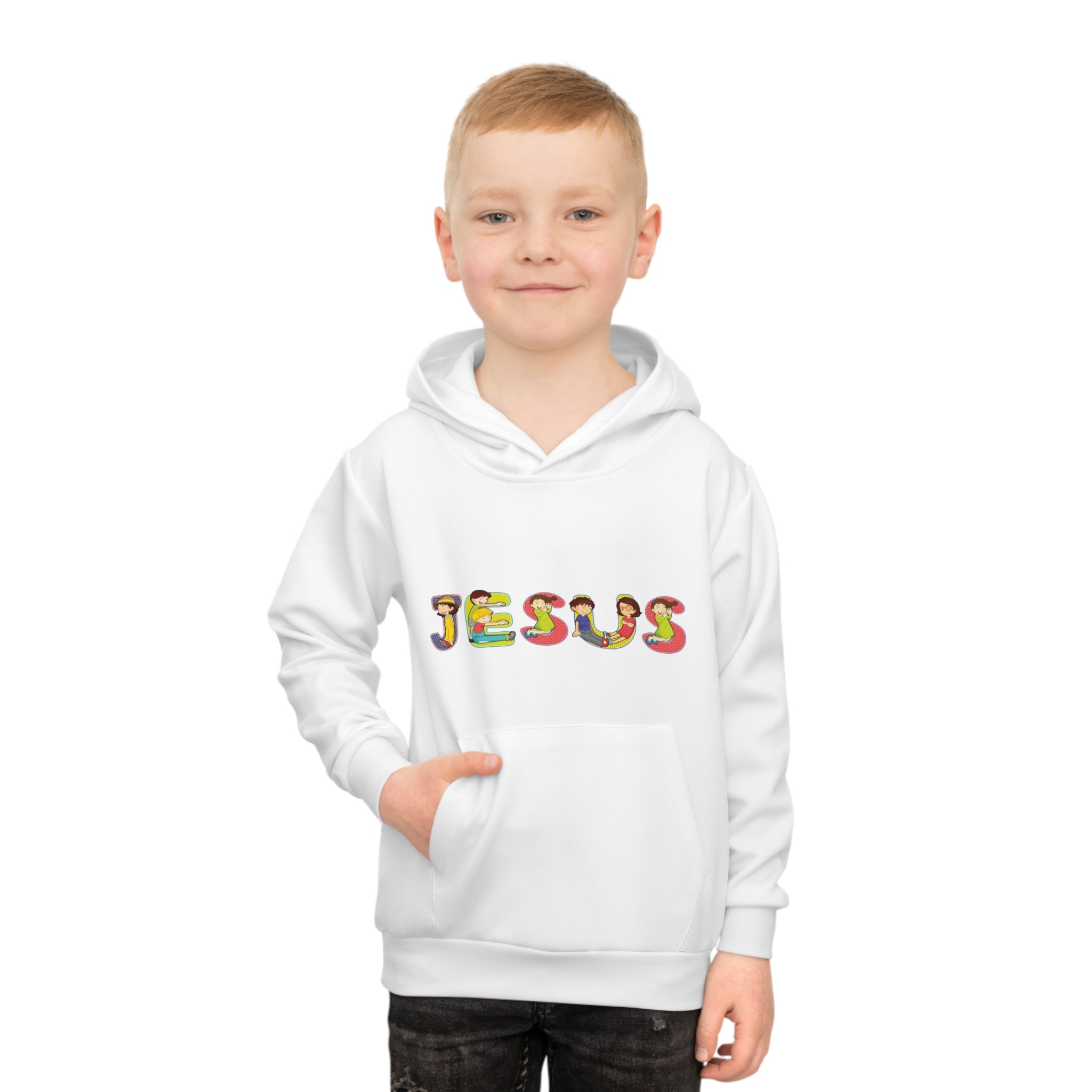 Jesus Kids Hoodie | Colorful Cartoon Lettering, Religious Christianity