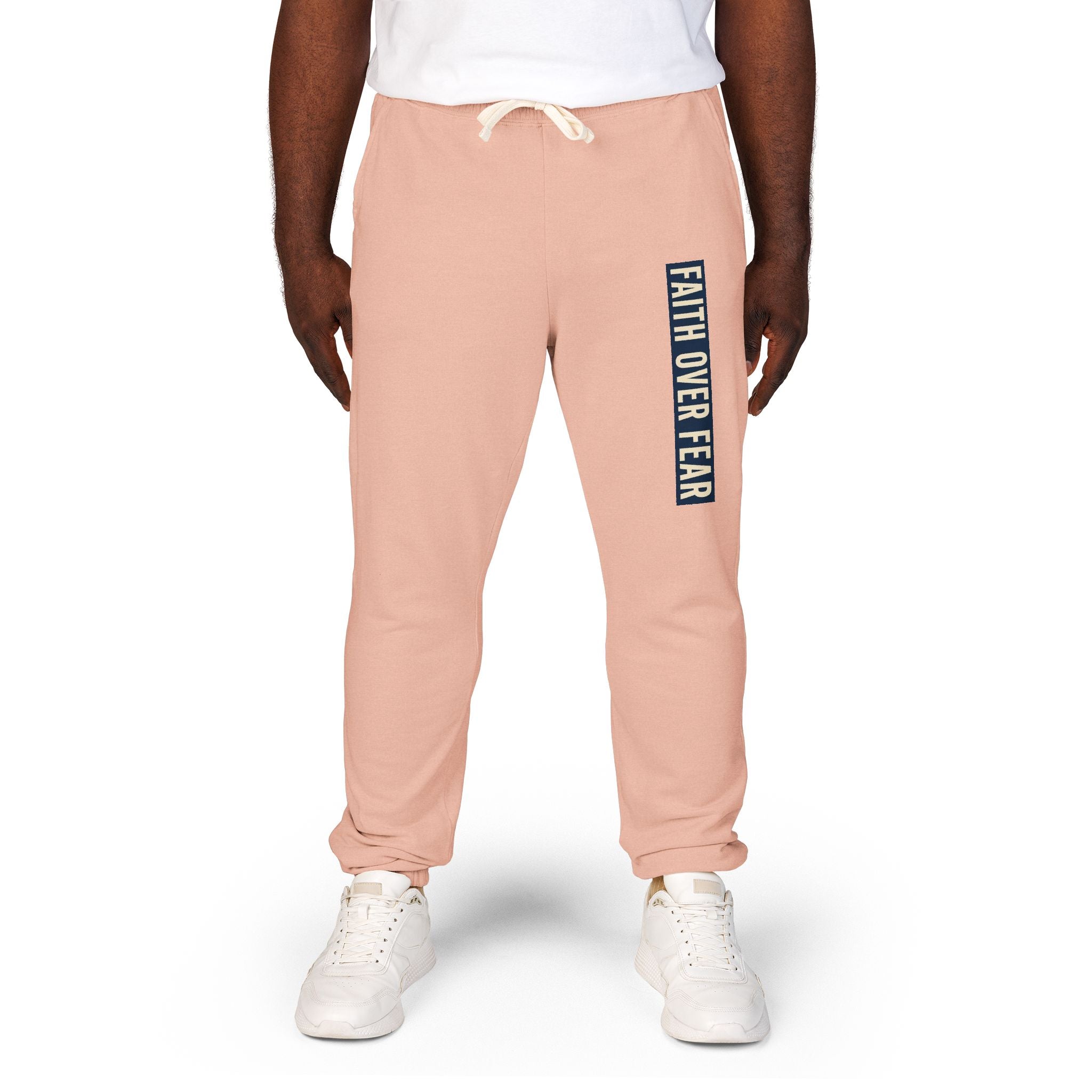 Distressed Faith over Fear Sweatpants | Garment-Dyed Fleece Joggers
