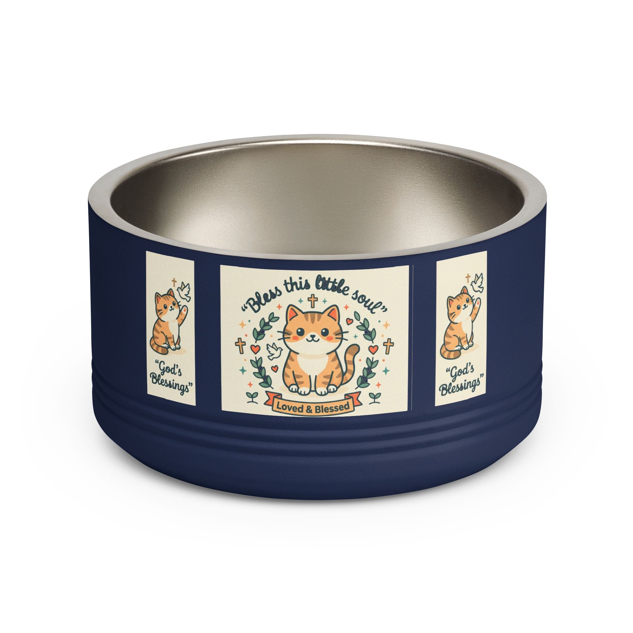 Cute Cat Pet Bowl — "Bless this little soul" 18oz Stainless Steel Bowl