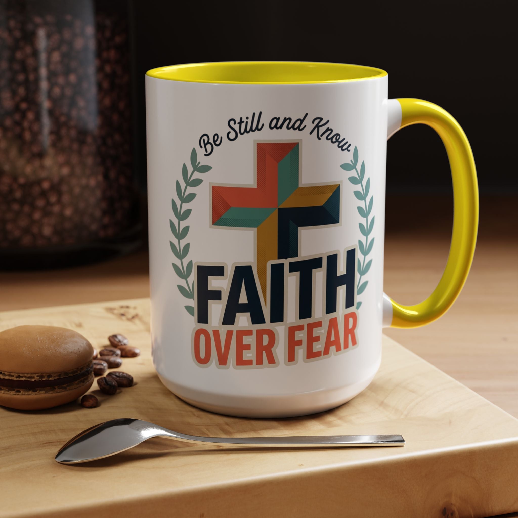 Faith Over Fear Accent Coffee Mug – Christian Inspirational 11/15oz