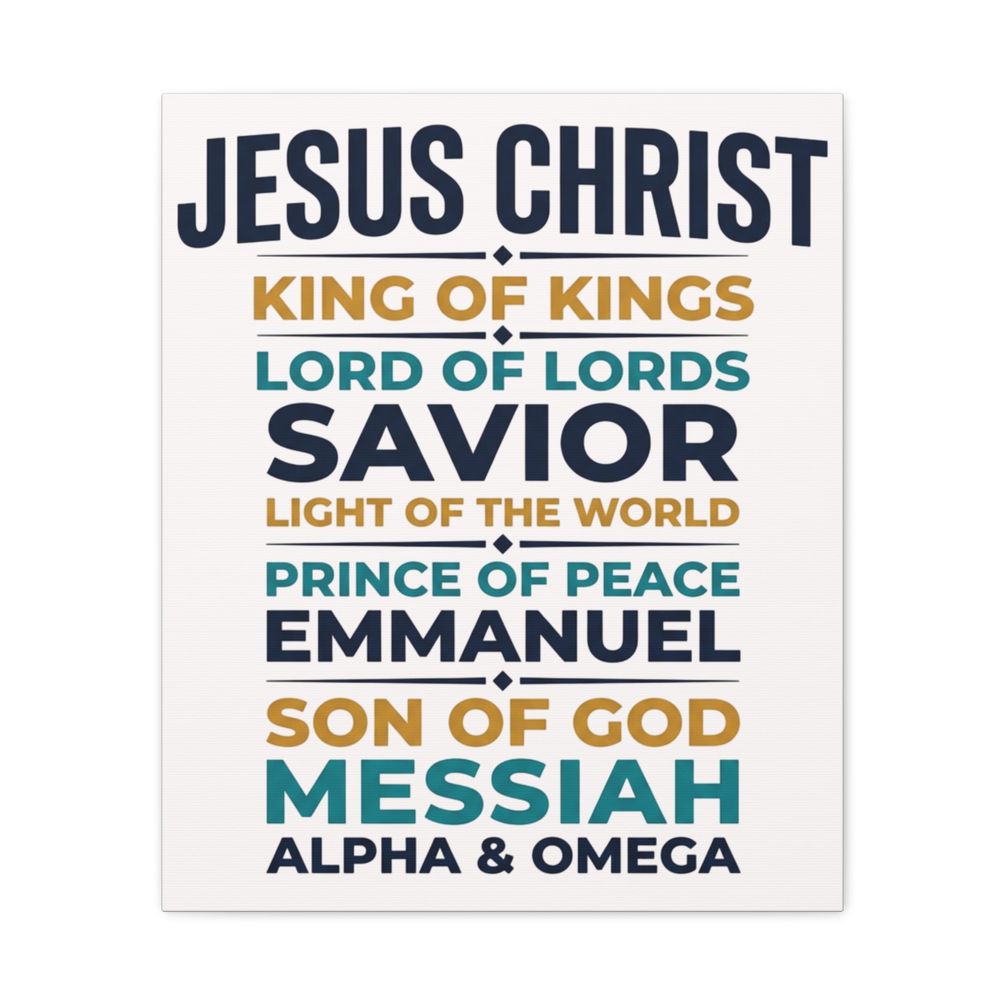 Jesus Christ Typography Wall Art Canvas | Matte Stretched Canvas