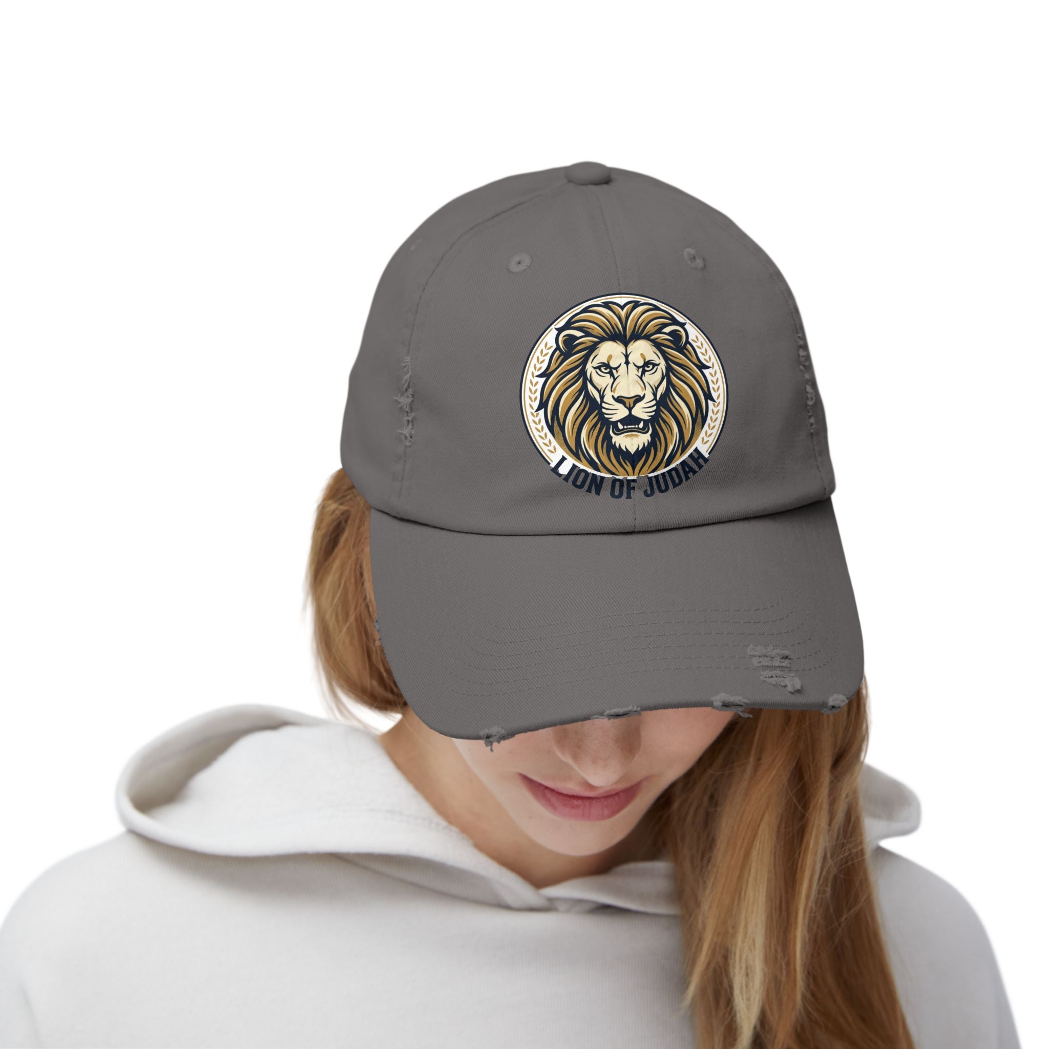 Lion of Judah Distressed Baseball Cap — Vintage Christian Hat