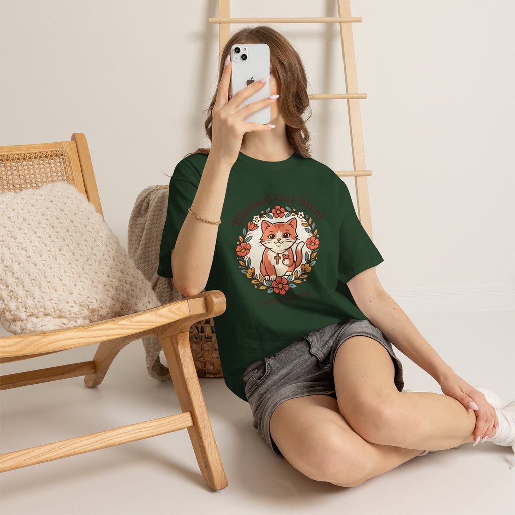 Blessed Cat Mom T-Shirt – Faith, Fur & Joy Floral Cat Mom Tee