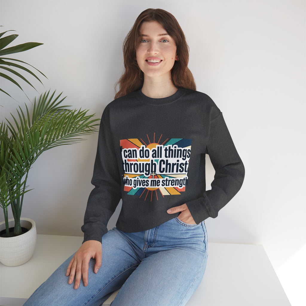 All things through Christ Christian Heavy Blend™ Crewneck Sweatshirt