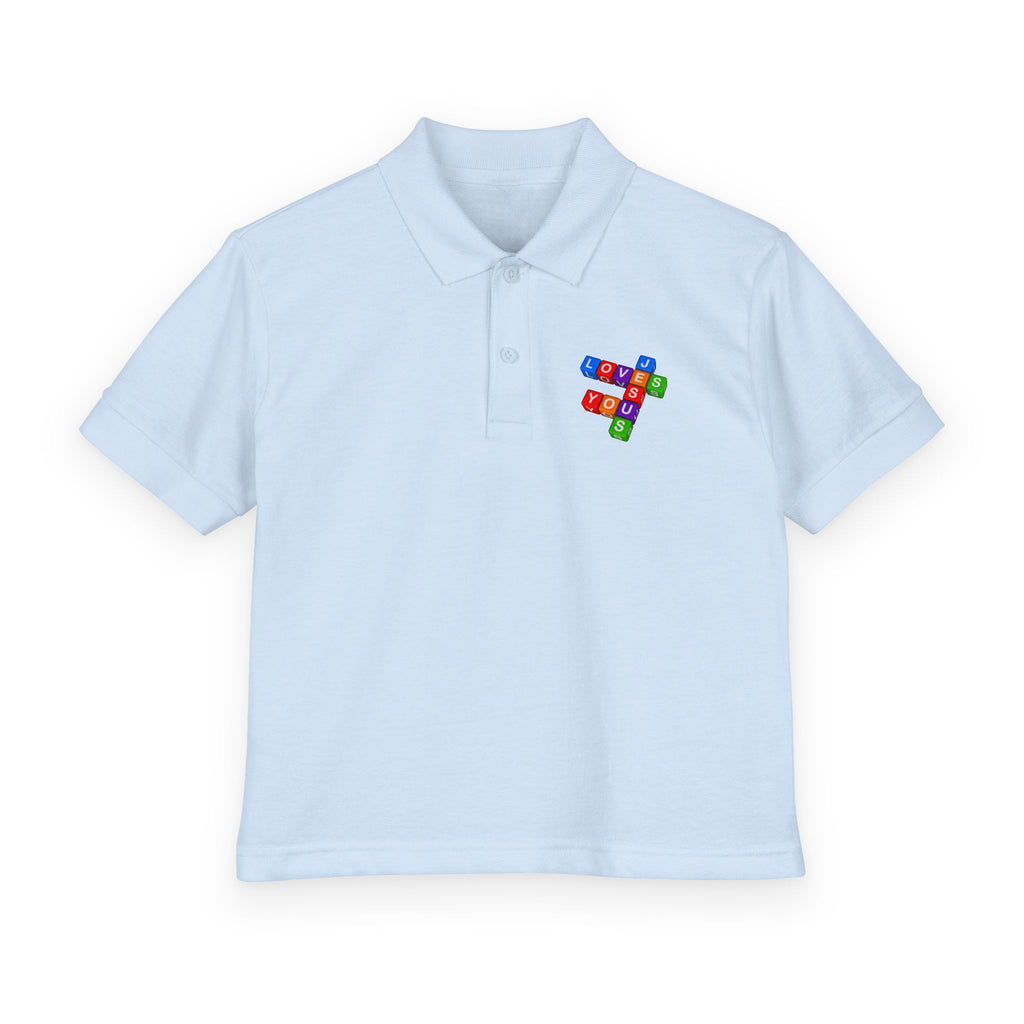 Jesus Loves You cross block design Youth Polo