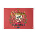 Cooked with Love Glass Cutting Board | Religious Kitchen Décor red