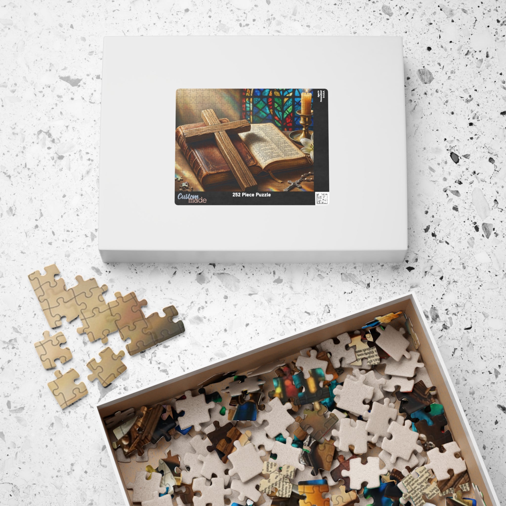 Christian Cross and bible Inspirational Puzzle - Motivational Jigsaw
