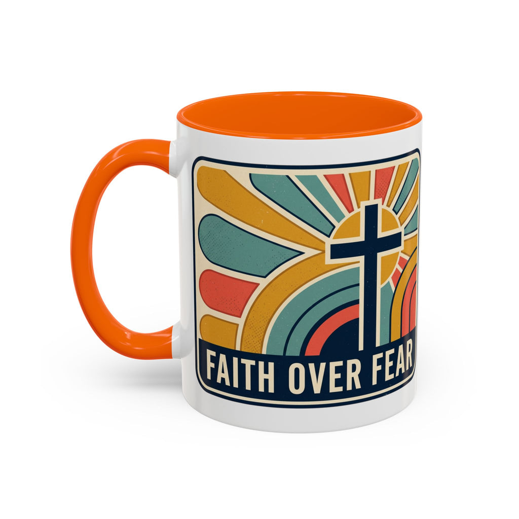 Faith over fear Retro Script Mug | Accent Coffee Mug