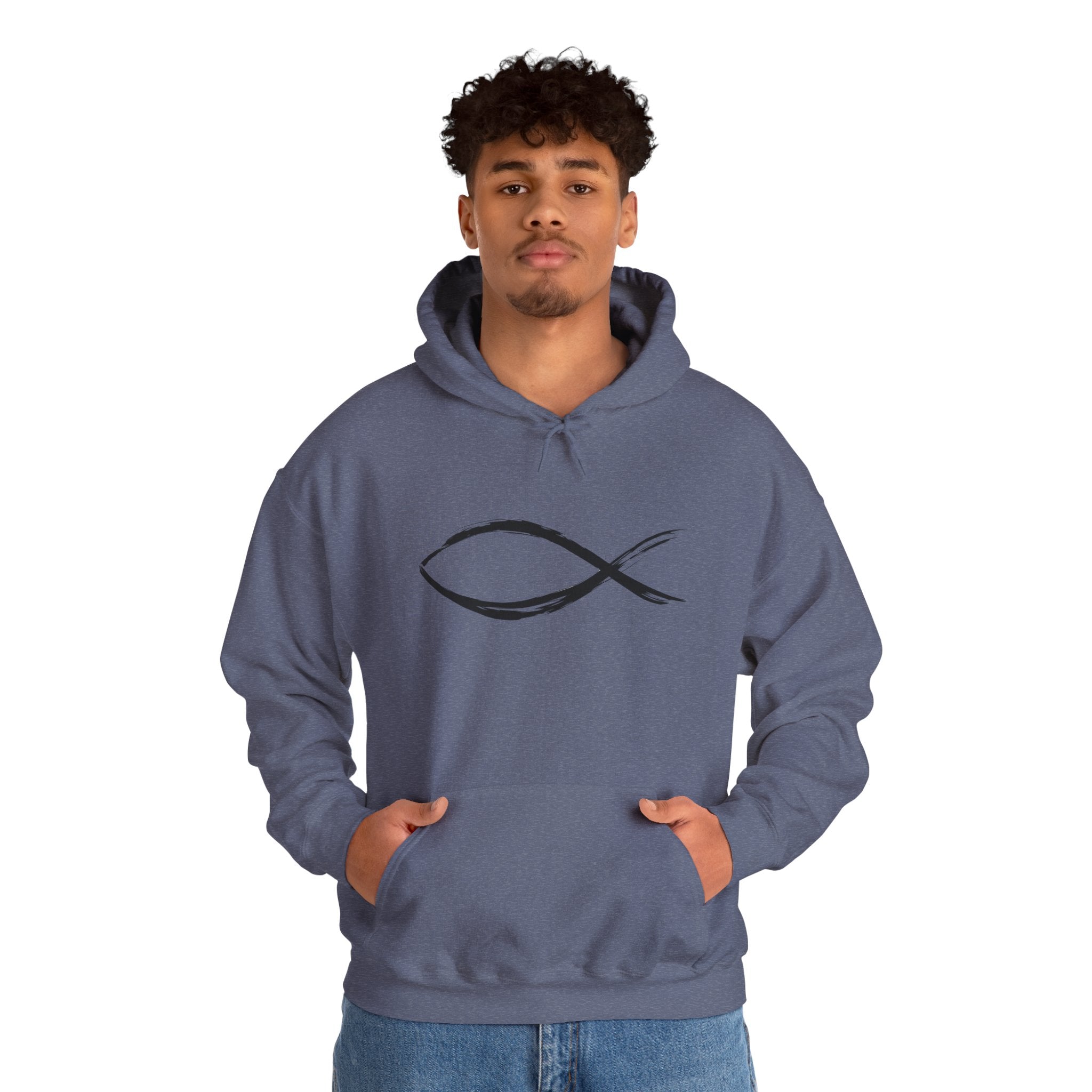 Christian Fish Symbal Heavy Blend™ Hooded Sweatshirt