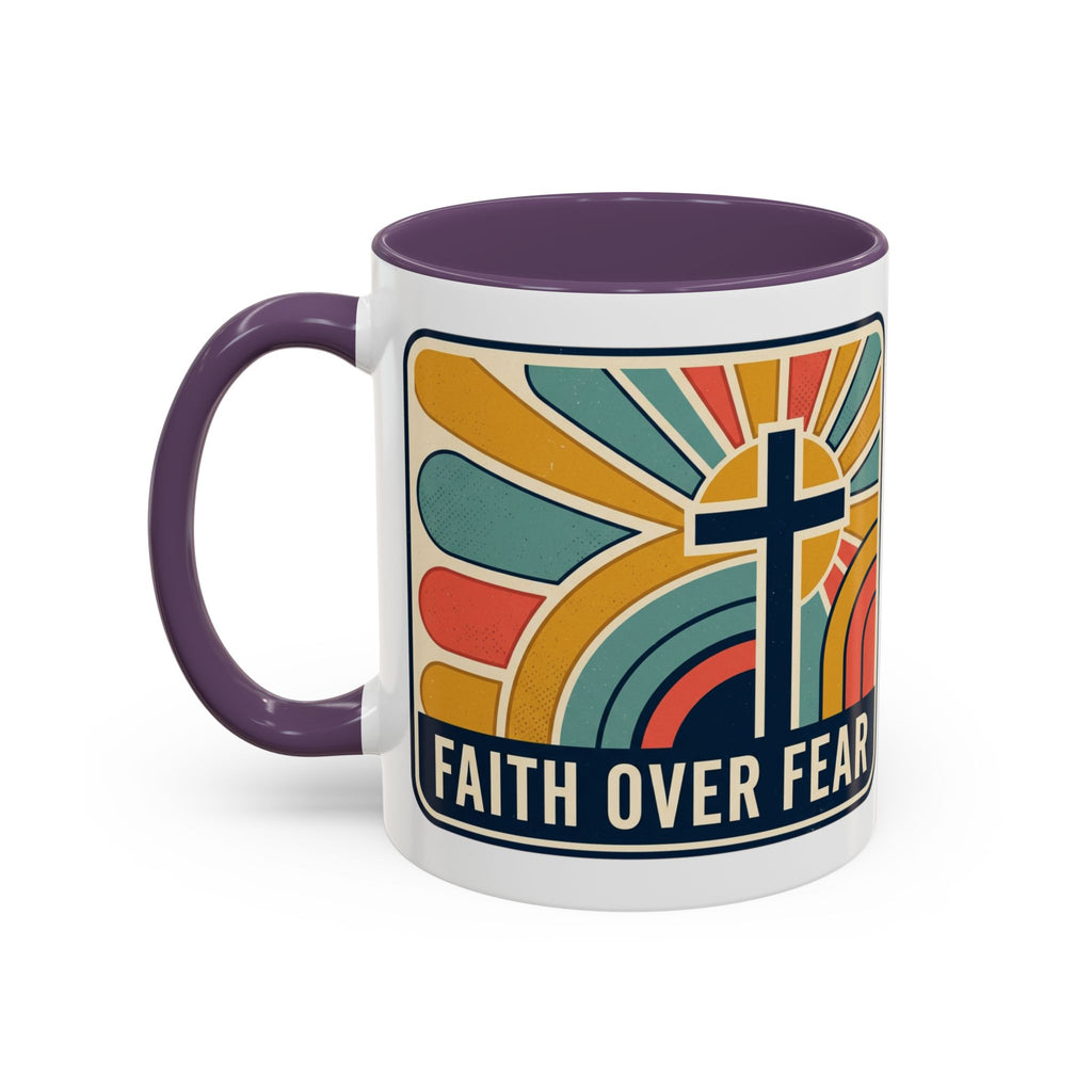 Faith over fear Retro Script Mug | Accent Coffee Mug
