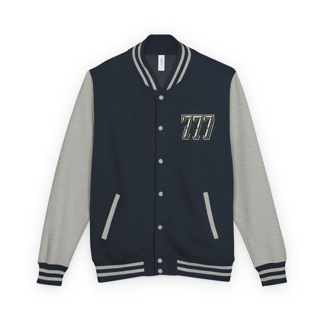777 Emblem Letterman Jacket | Red White Varsity