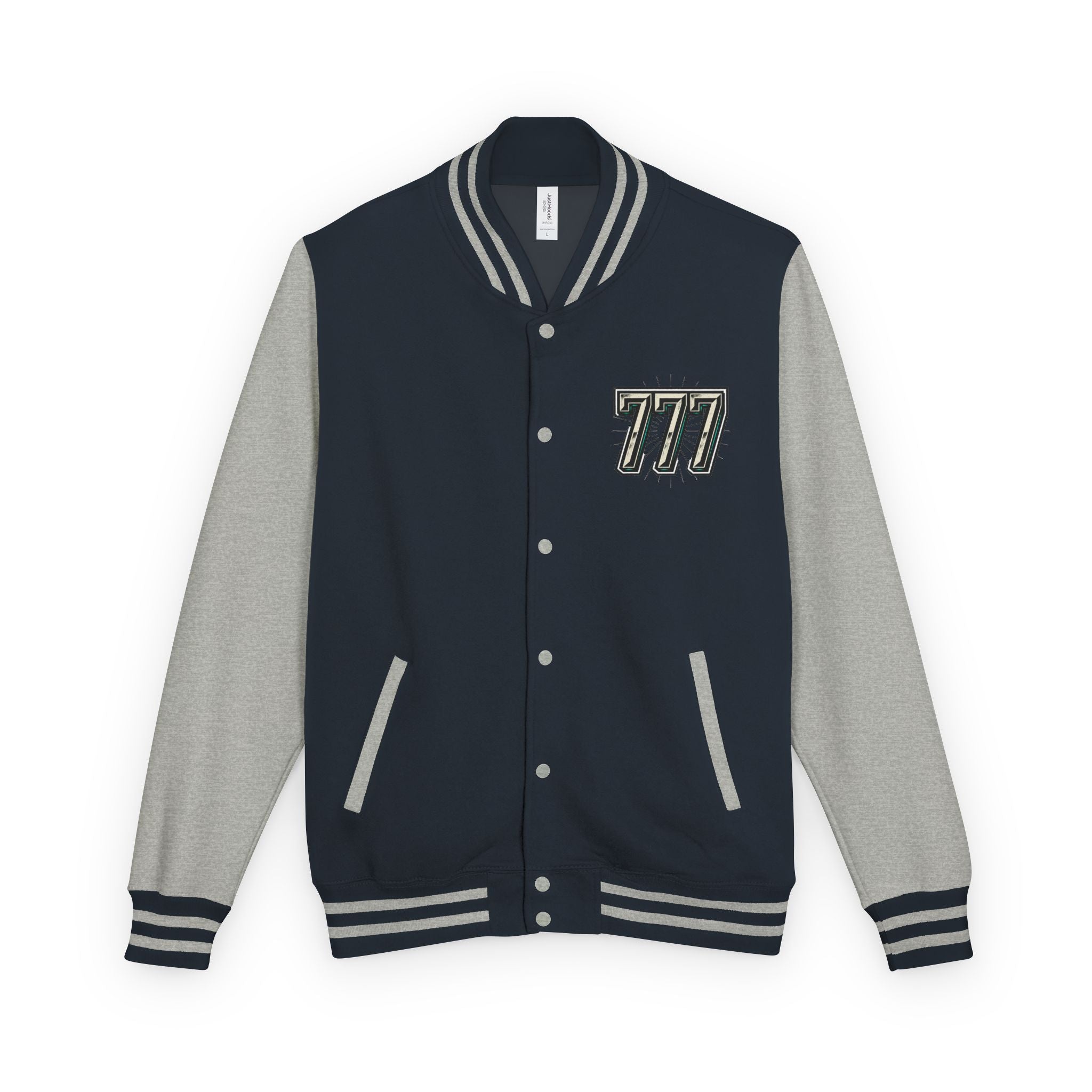 777 Emblem Letterman Jacket | Red White Varsity