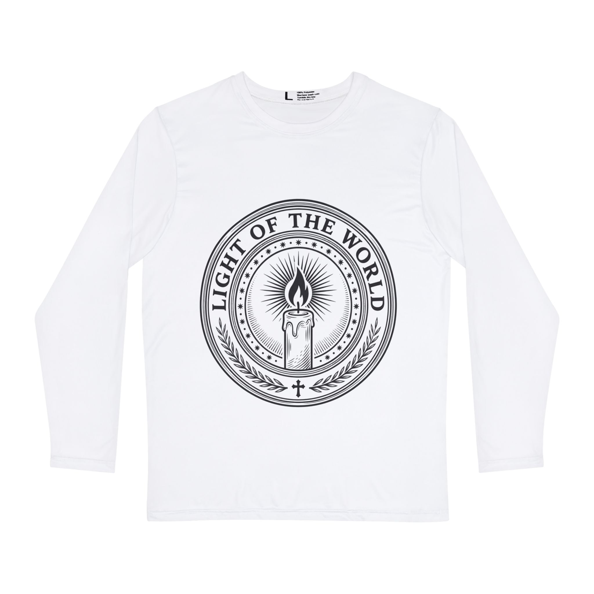 Light of the World Candle Emblem Long Sleeve Shirt | Religious Faith Tee