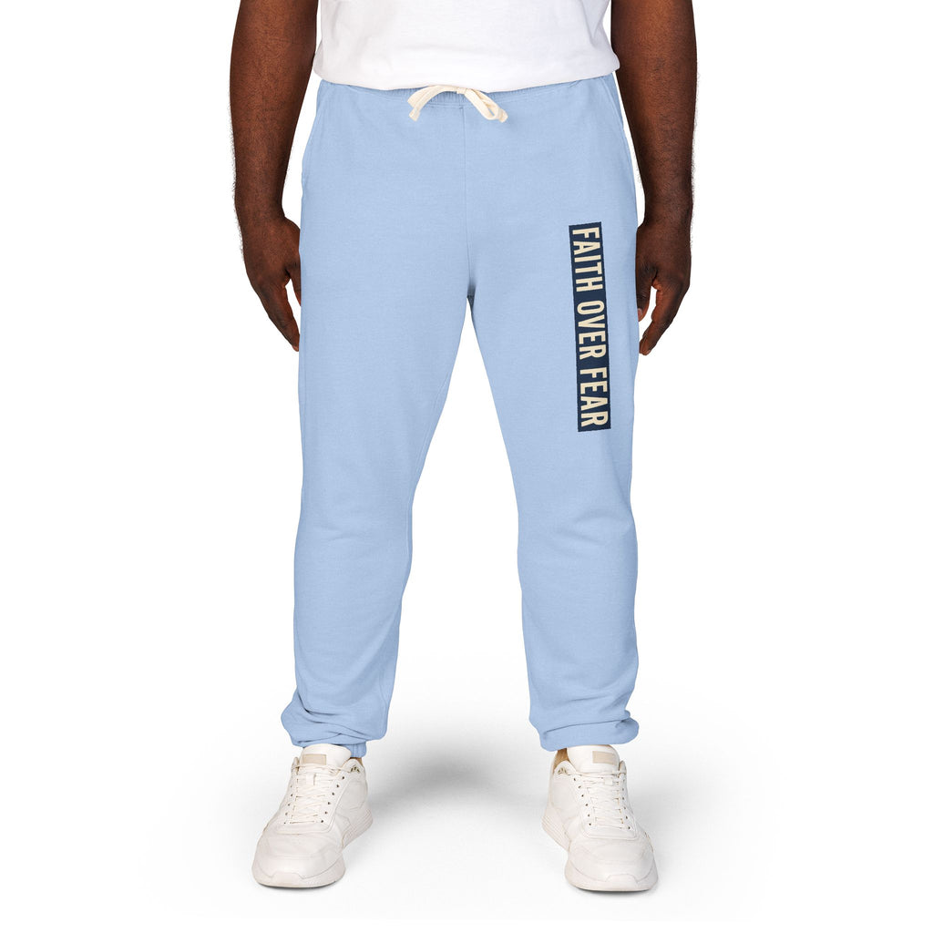 Distressed Faith over Fear Sweatpants | Garment-Dyed Fleece Joggers
