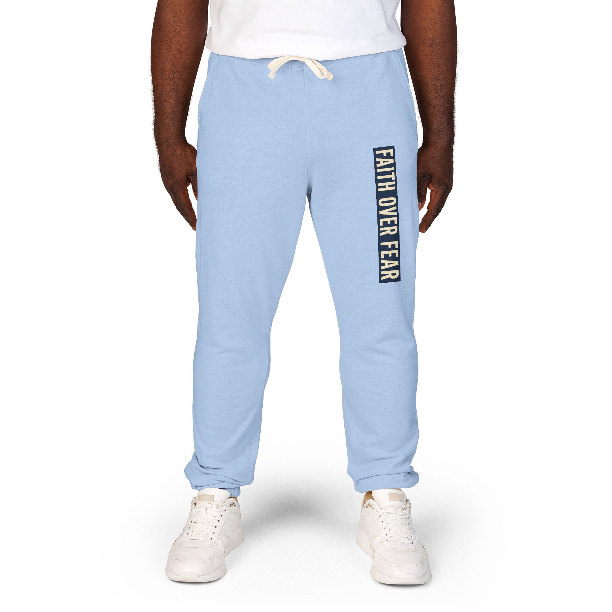 Distressed Faith over Fear Sweatpants | Garment-Dyed Fleece Joggers