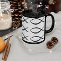 Christian Fish Pattern Mug | Black Ceramic Coffee Mug