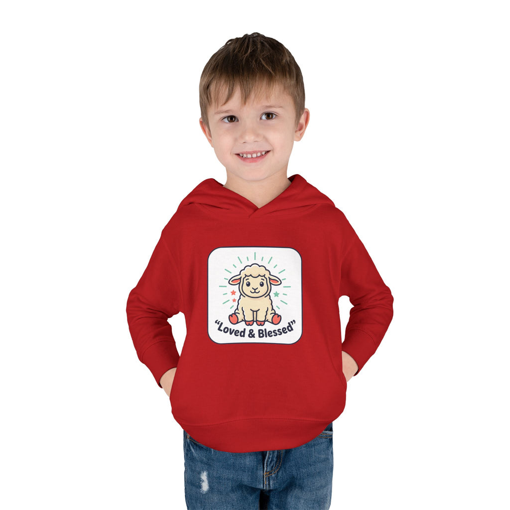 Loved & Blessed Lamb toddler hoodie | Cute lamb illustration pullover