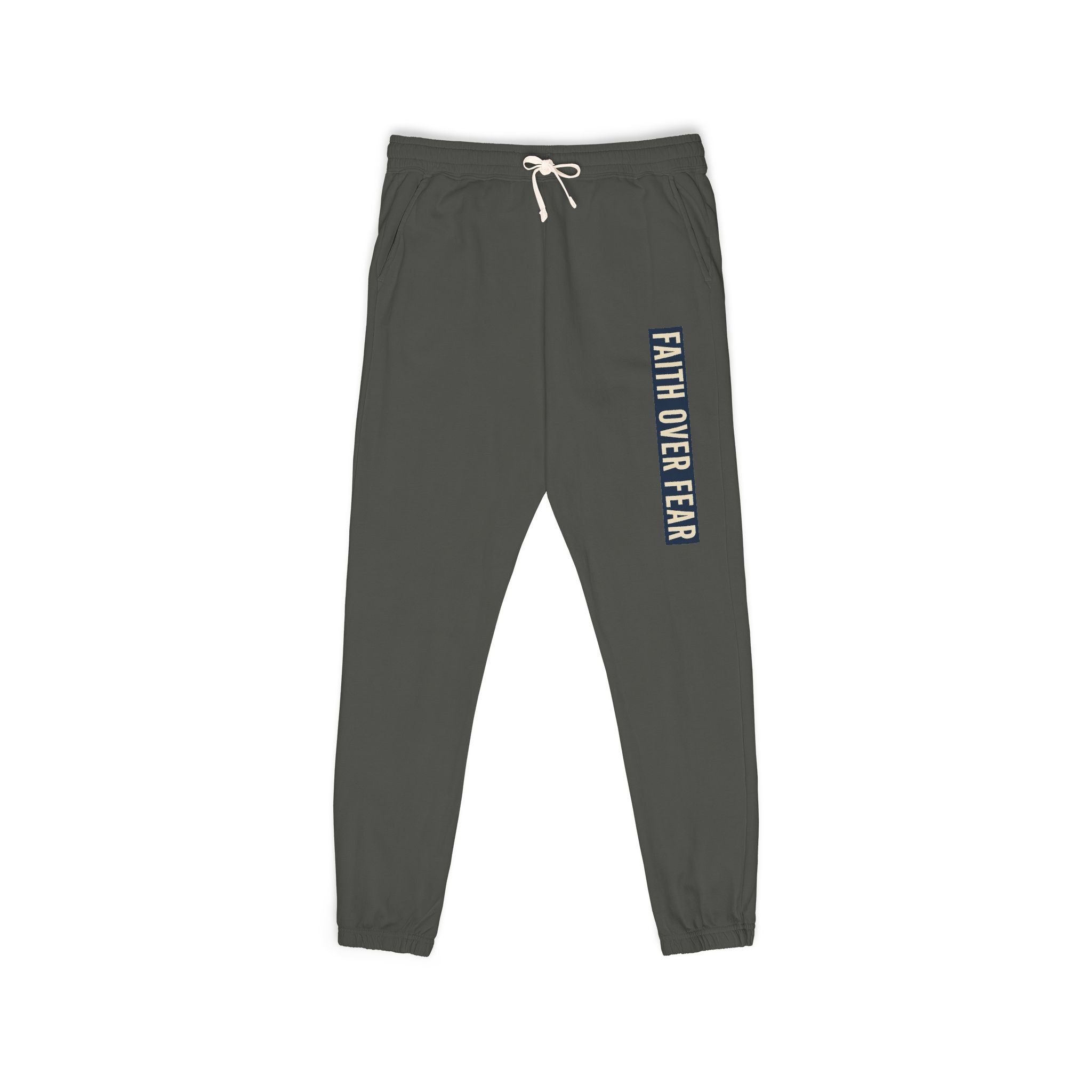 Distressed Faith over Fear Sweatpants | Garment-Dyed Fleece Joggers