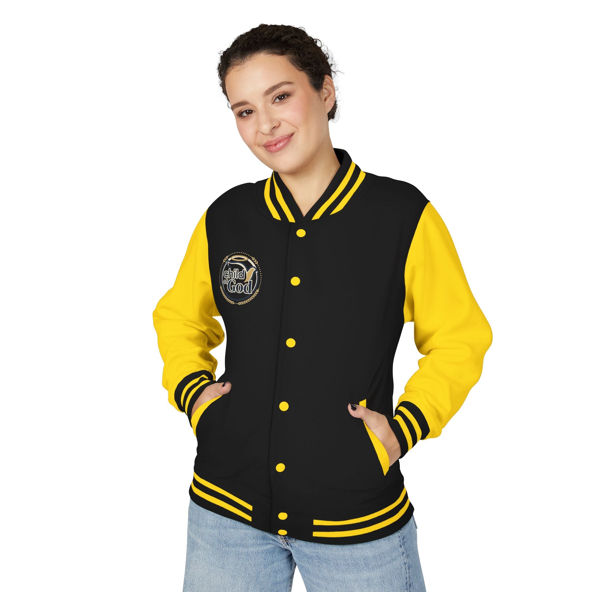 Child of God Emblem Letterman Jacket | Red White Varsity