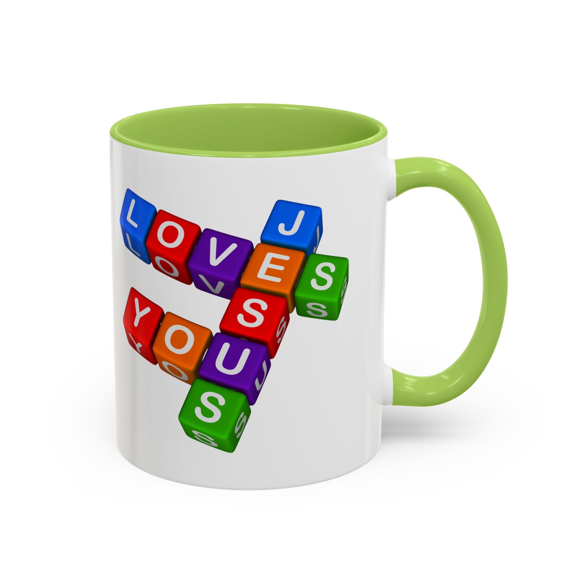 Colorful Letter Blocks 'Jesus Loves You' Mug | Accent Coffee Mug