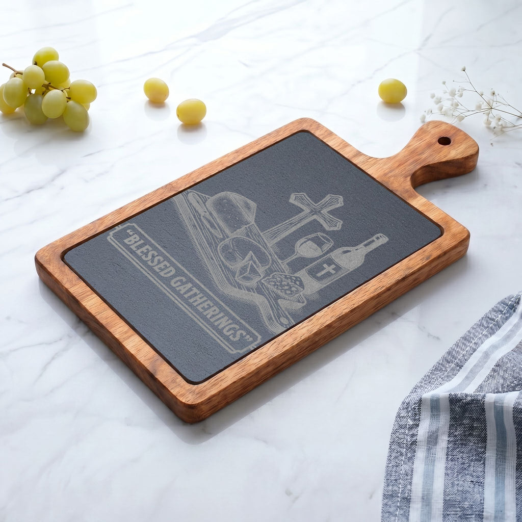 Charcuterie Board with Slate Insert & Cheese Knives blesses Gatherings