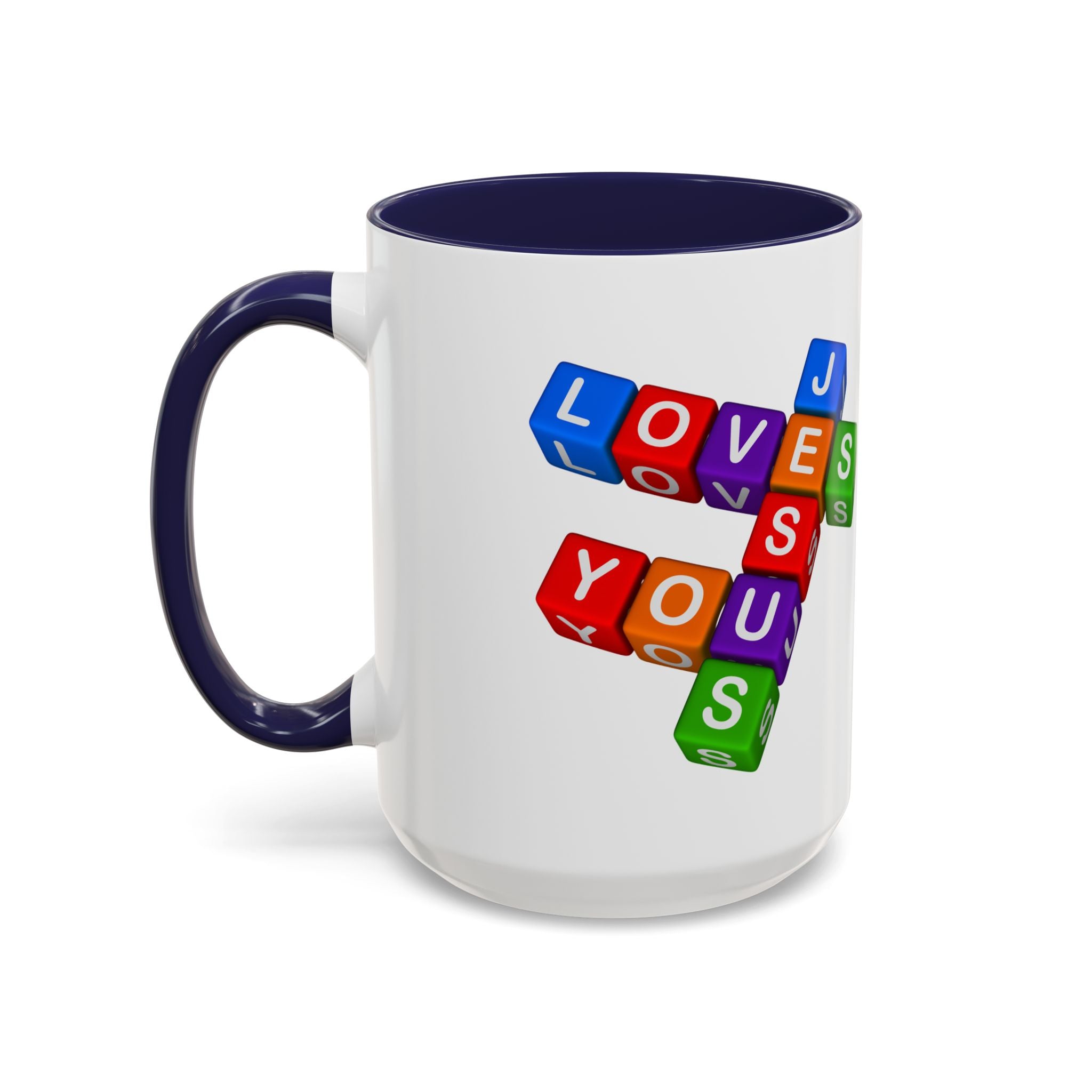Colorful Letter Blocks 'Jesus Loves You' Mug | Accent Coffee Mug